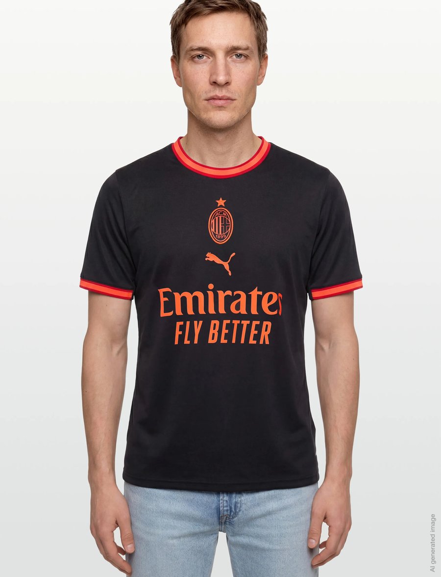 PUMA - AC Milan Third Jersey Replica - flat dark gray-glowing red - 3