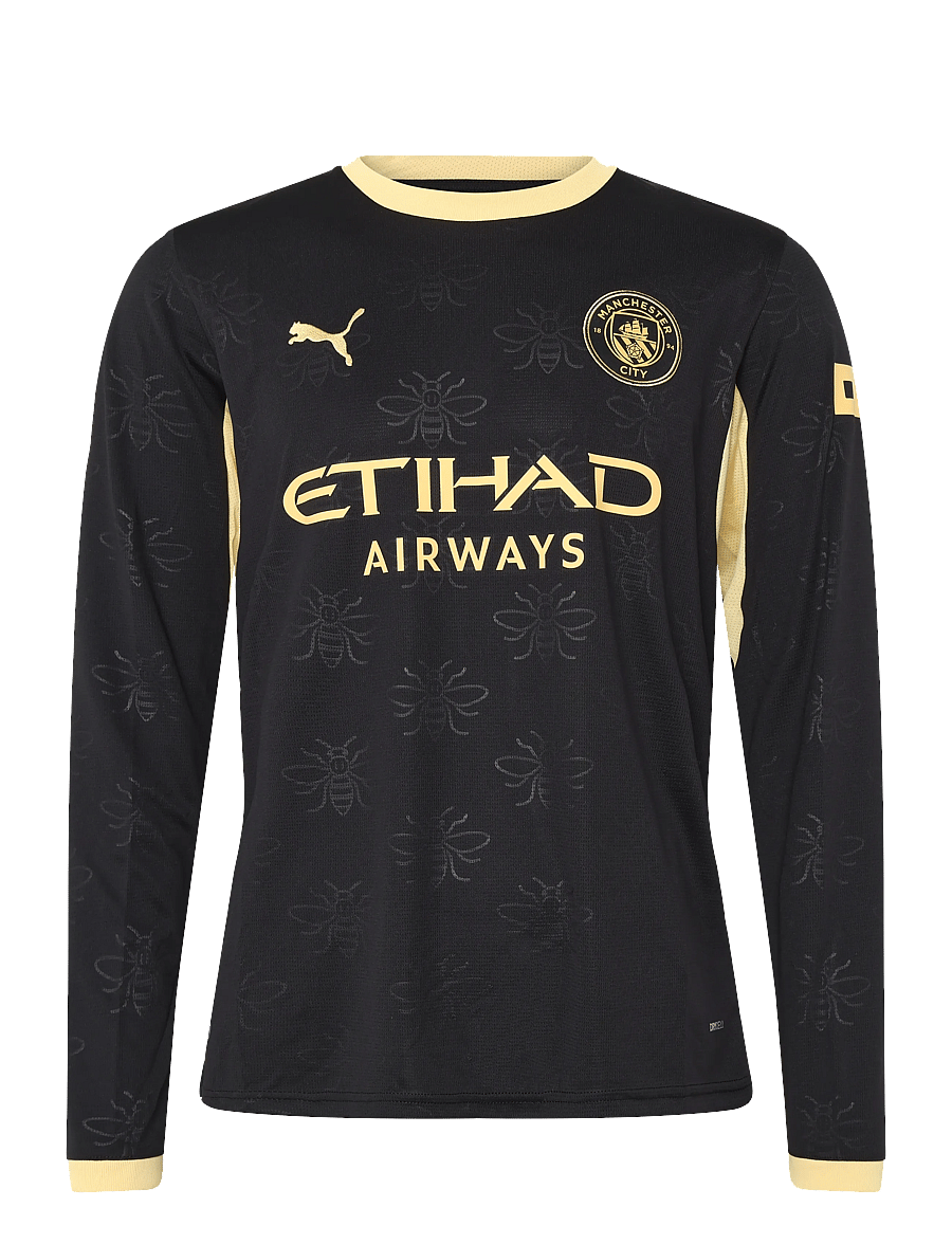PUMA - MCFC Away Jersey Replica LS - fotbollströjor - puma black-flaxen - 0