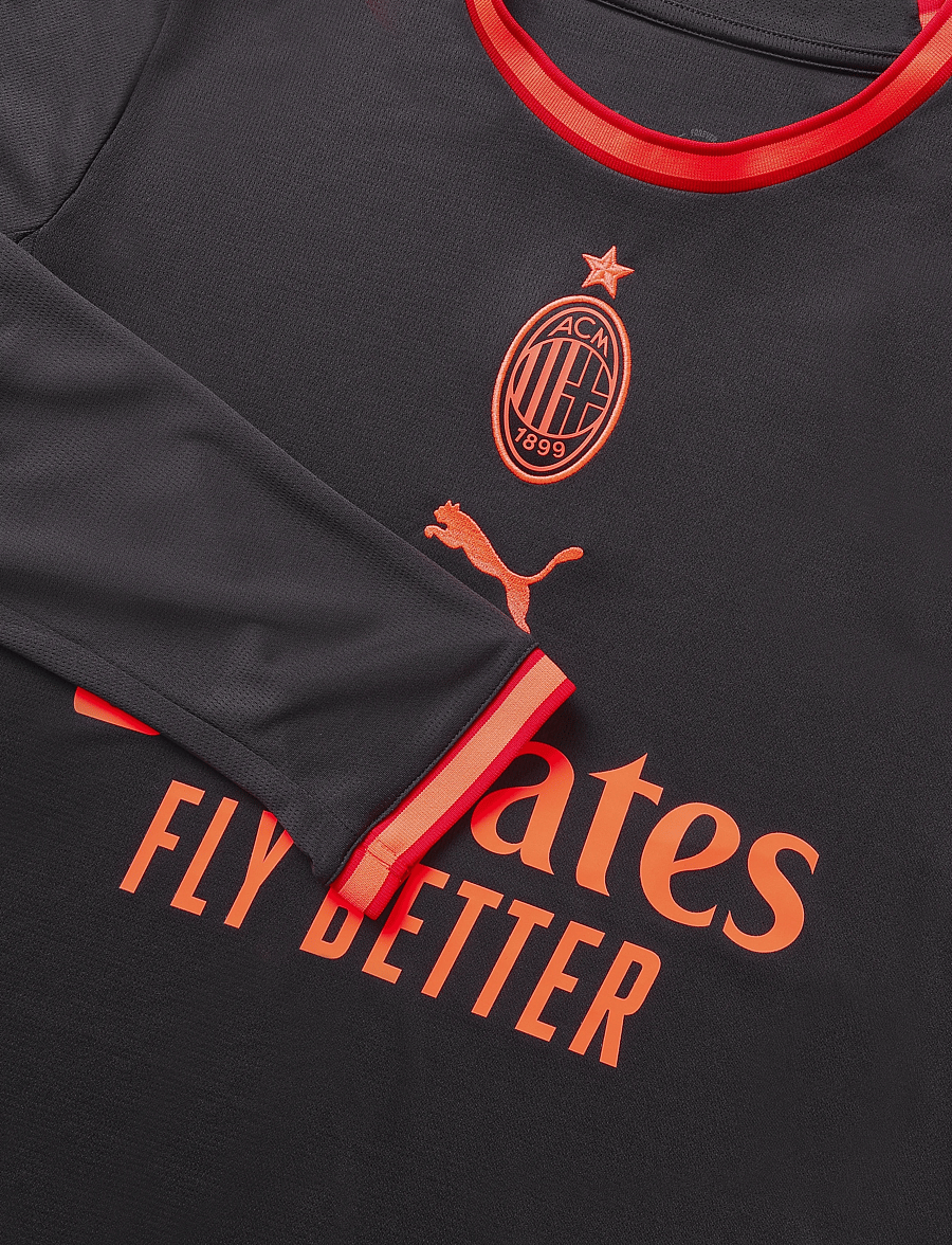 PUMA - AC Milan Third Jersey Replica LS - flat dark gray-glowing red - 2