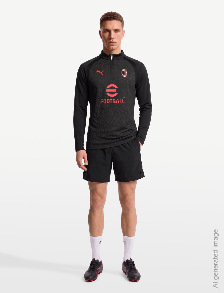 PUMA - AC Milan Training 1/4 Zip Top - jalgpallisärgid - flat dark gray - 0