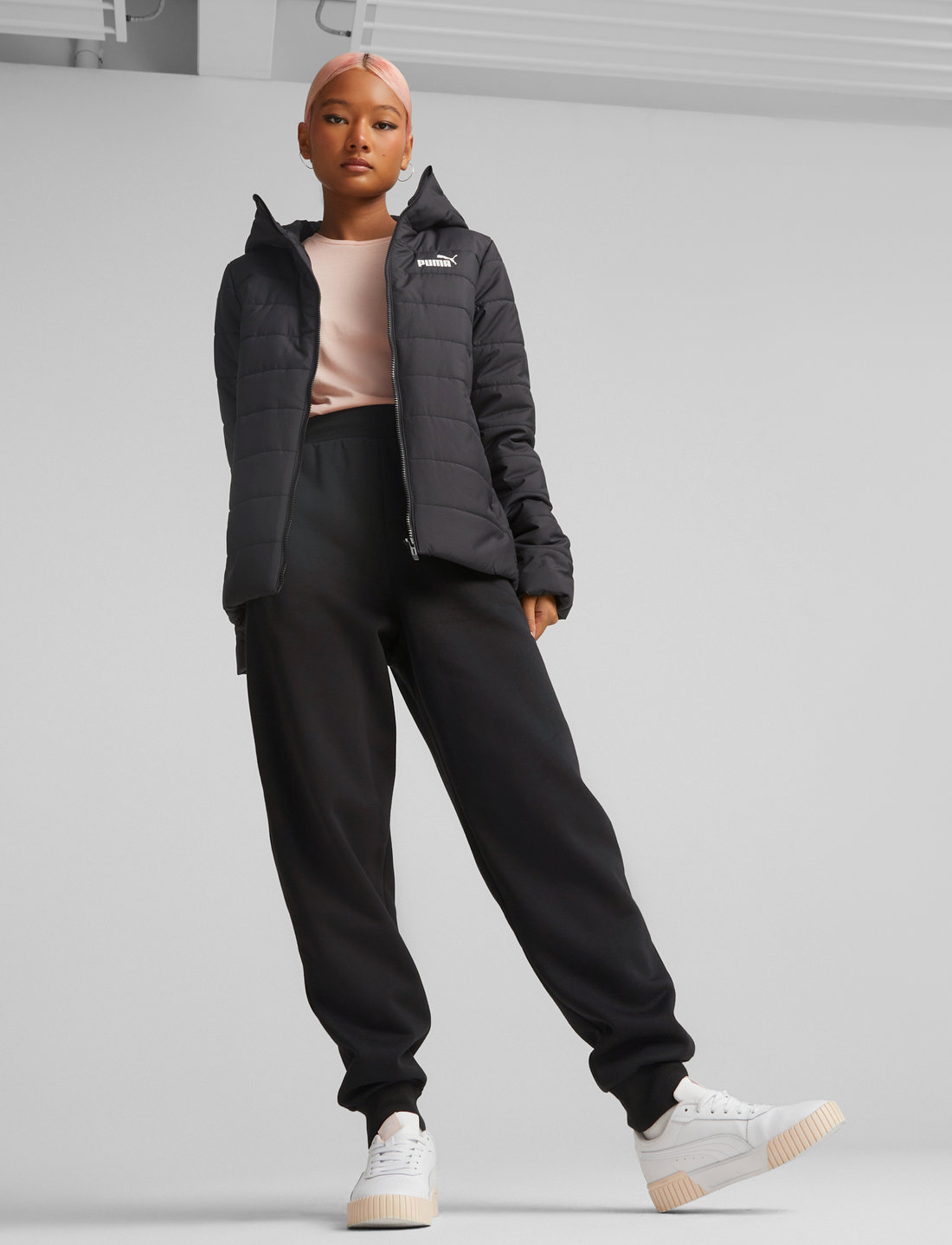 Puma womens essentials long 2025 padded coat puma black