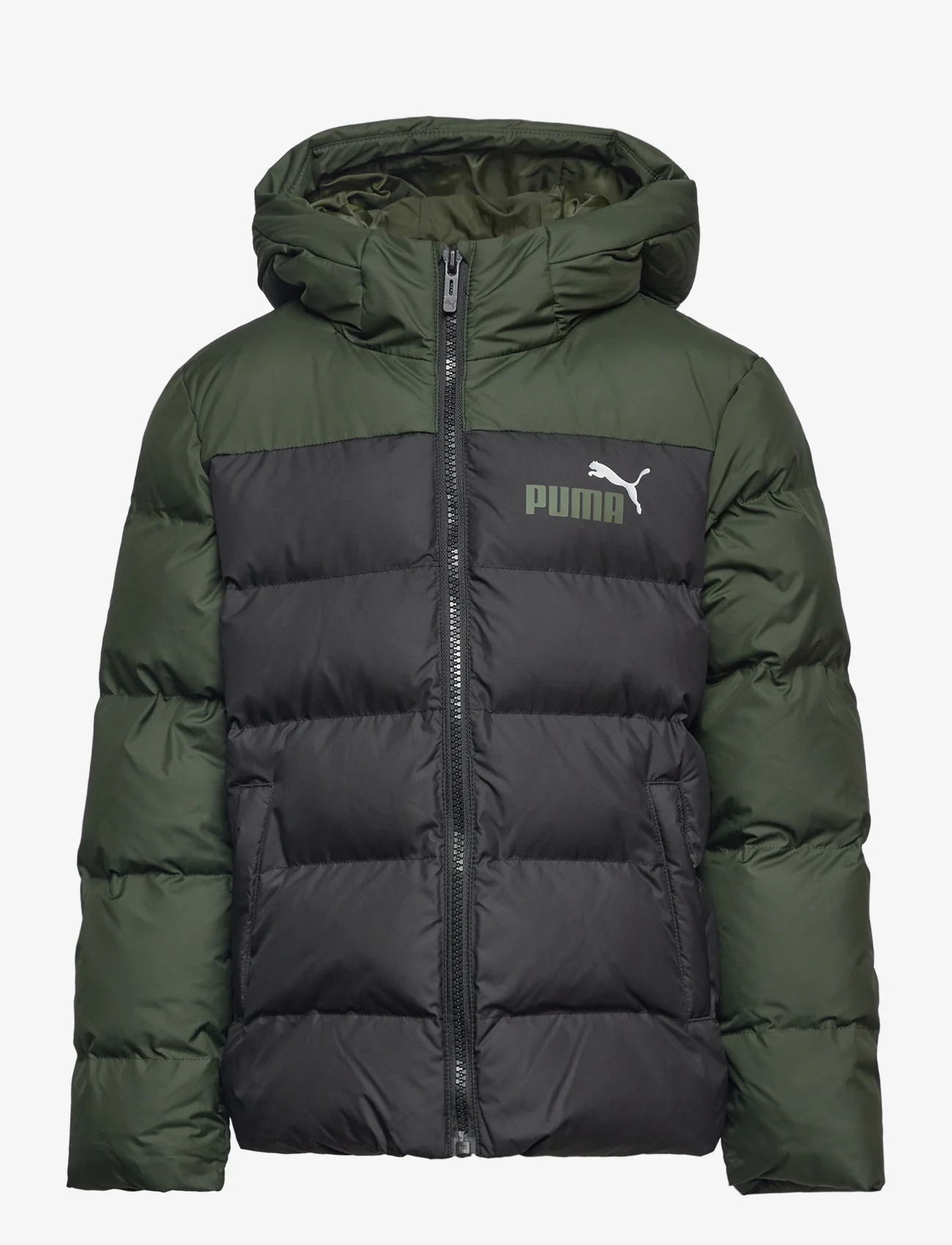 PUMA - Colourblock Polyball Hooded Jacket - insulated jackets - puma black-myrtle - 0