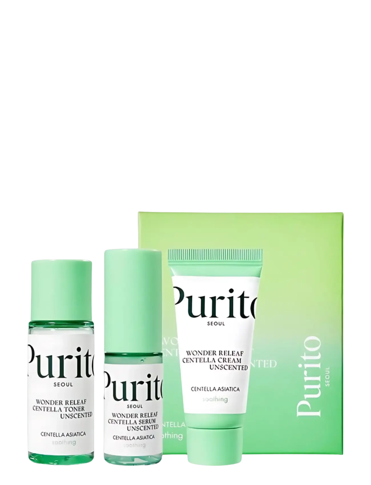 Purito Seoul Wonder Releaf Centella Mini Kit Unscented, Skincare Sæt, Nude, Str: ONE SIZE