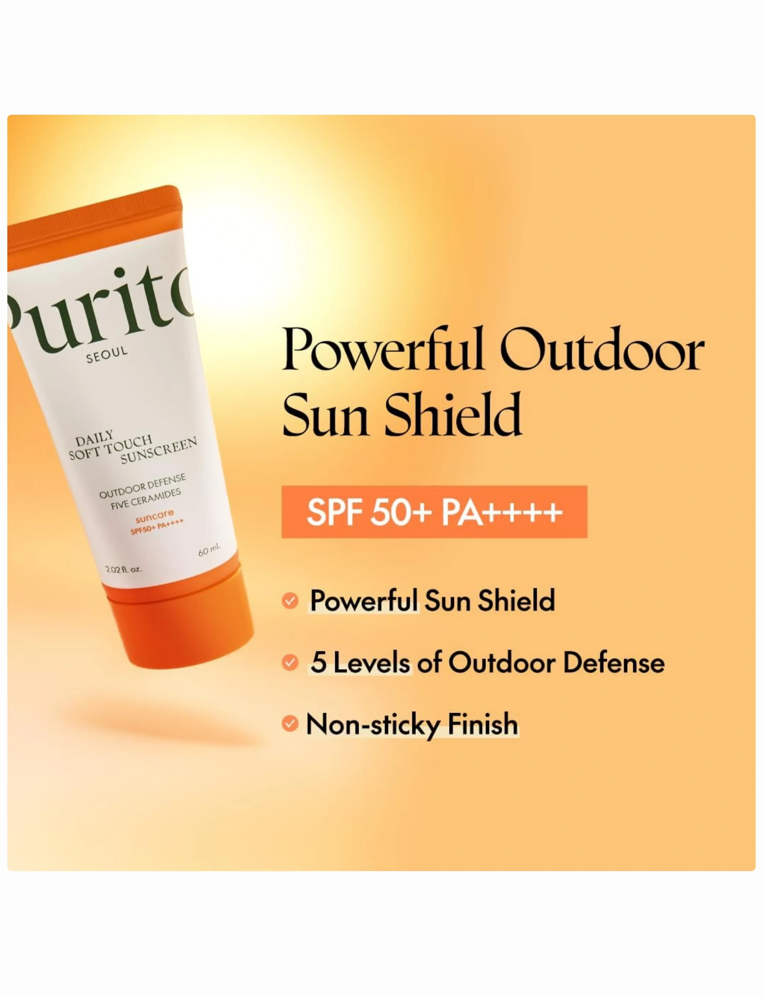 Purito Seoul Daily Soft Touch Suncreen Spf50+ Pa++++, 60 ml, Nude, Solpleje > Ansigt, Dame
