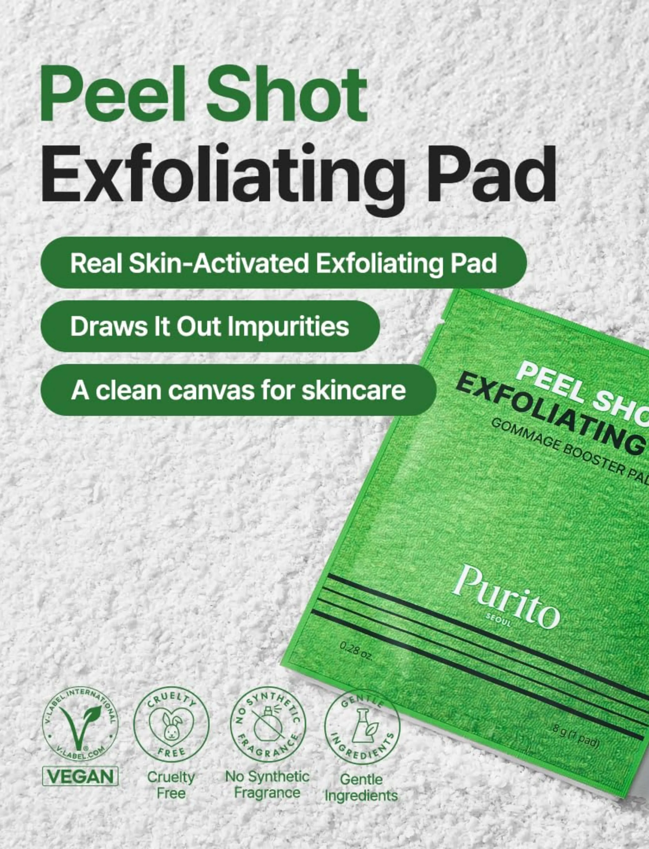 Purito Seoul Peel Shot Exfoliating Pad, 8 EA, Nude, Face > Peeling Pads, Dame