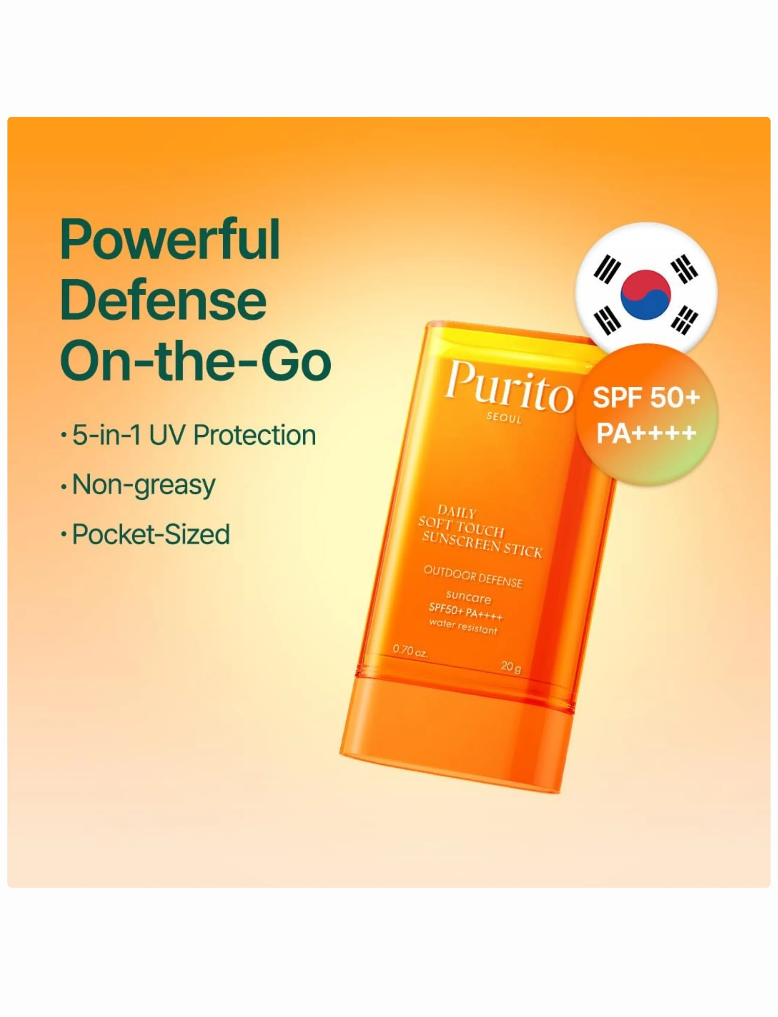 Purito Seoul Daily Soft Touch Sunstick, 20 G, Nude, Solpleje > Ansigt, Dame