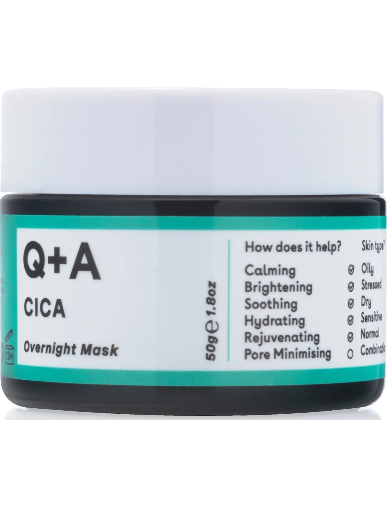 Q+A Cica Overnight Face Mask, Natmaske, Nude, Str: 50 G