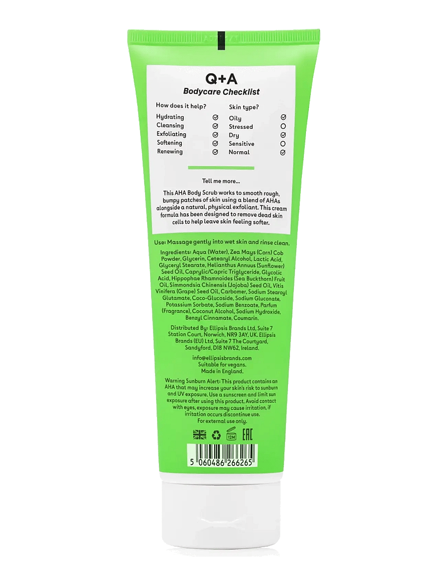 Q+A - Q+A AHA Exfoliator Body Scrub - keha koorimine - clear - 2