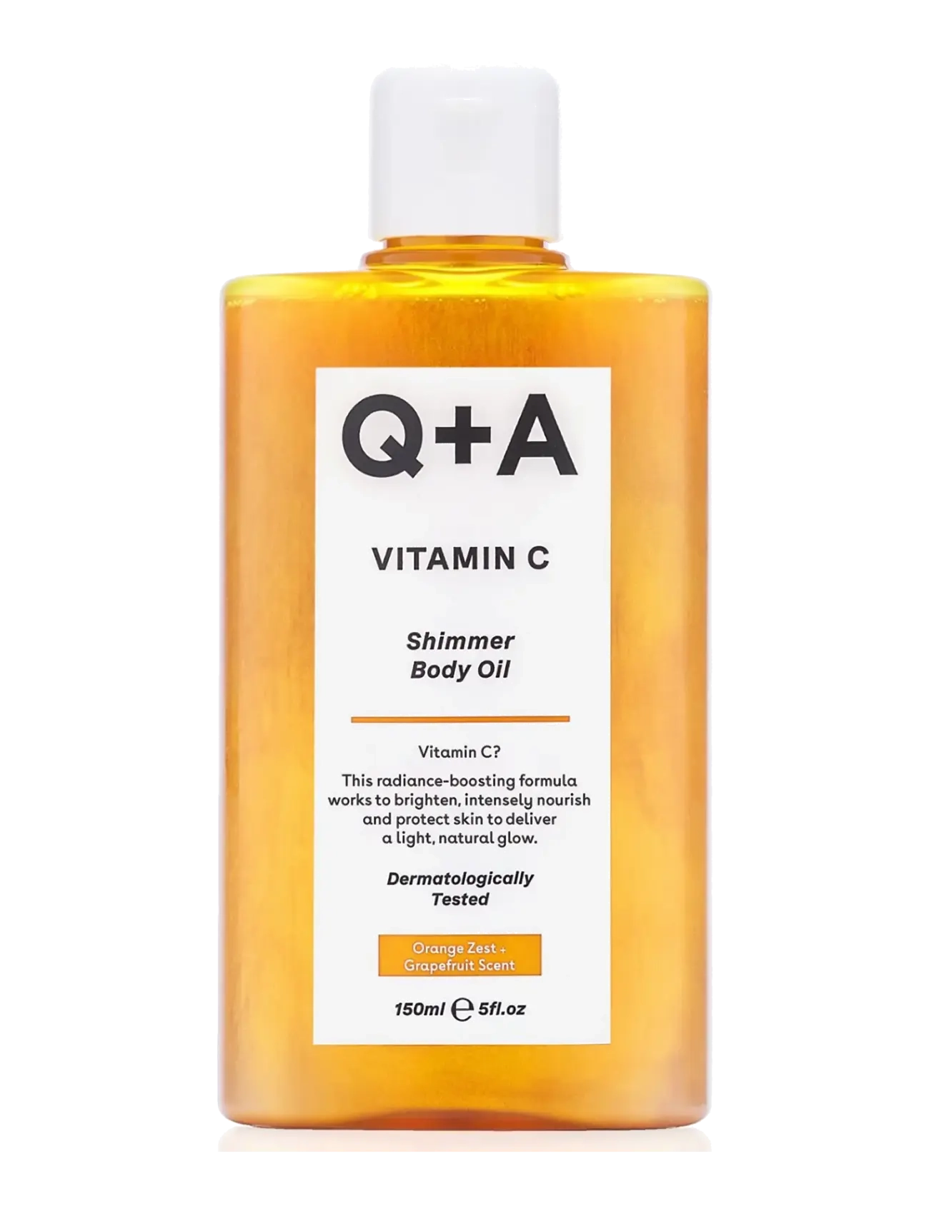 Q+A Vitamin C Shimmer Body Oil, Body Vinegar & Dressing Bottless, Nude, Str: 150 ML