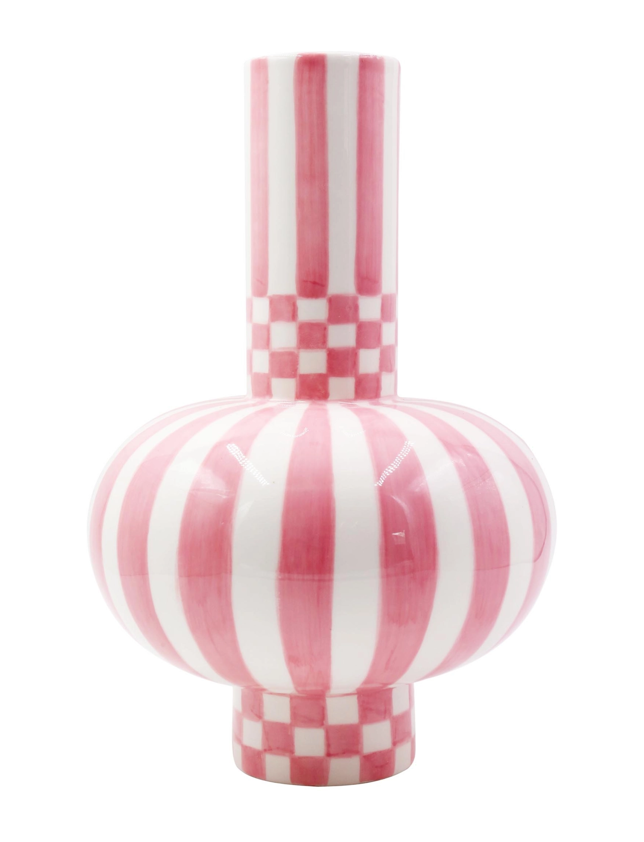 Que Rico Vase Gabriel Squares & Stripes, 32 cm, Vases, Rosa - Other Homeware