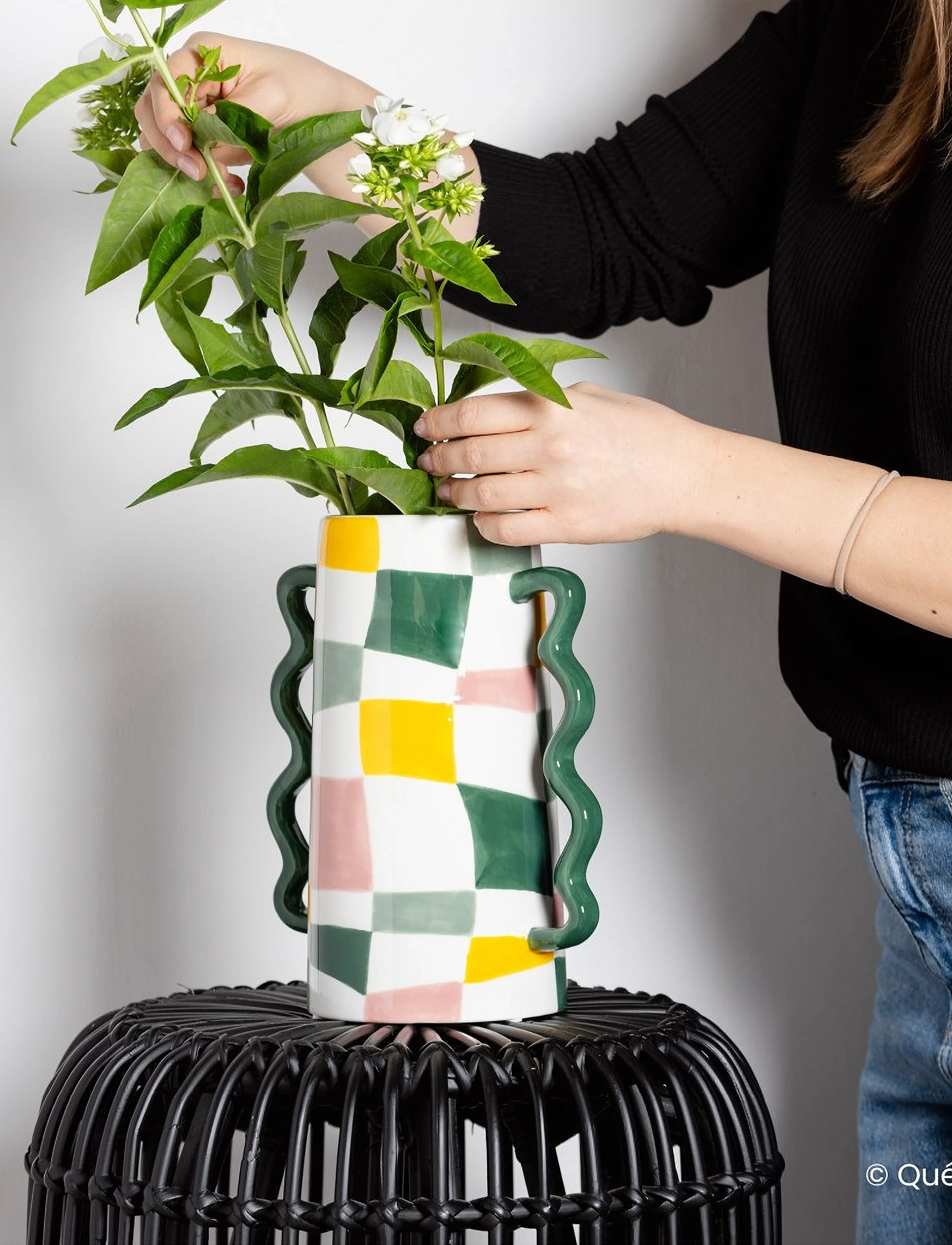 Que Rico Vase Rodrigo Crazy Squares, 24.5 cm, Vases, Mehrfarbig/gemustert - Cylinder Homeware