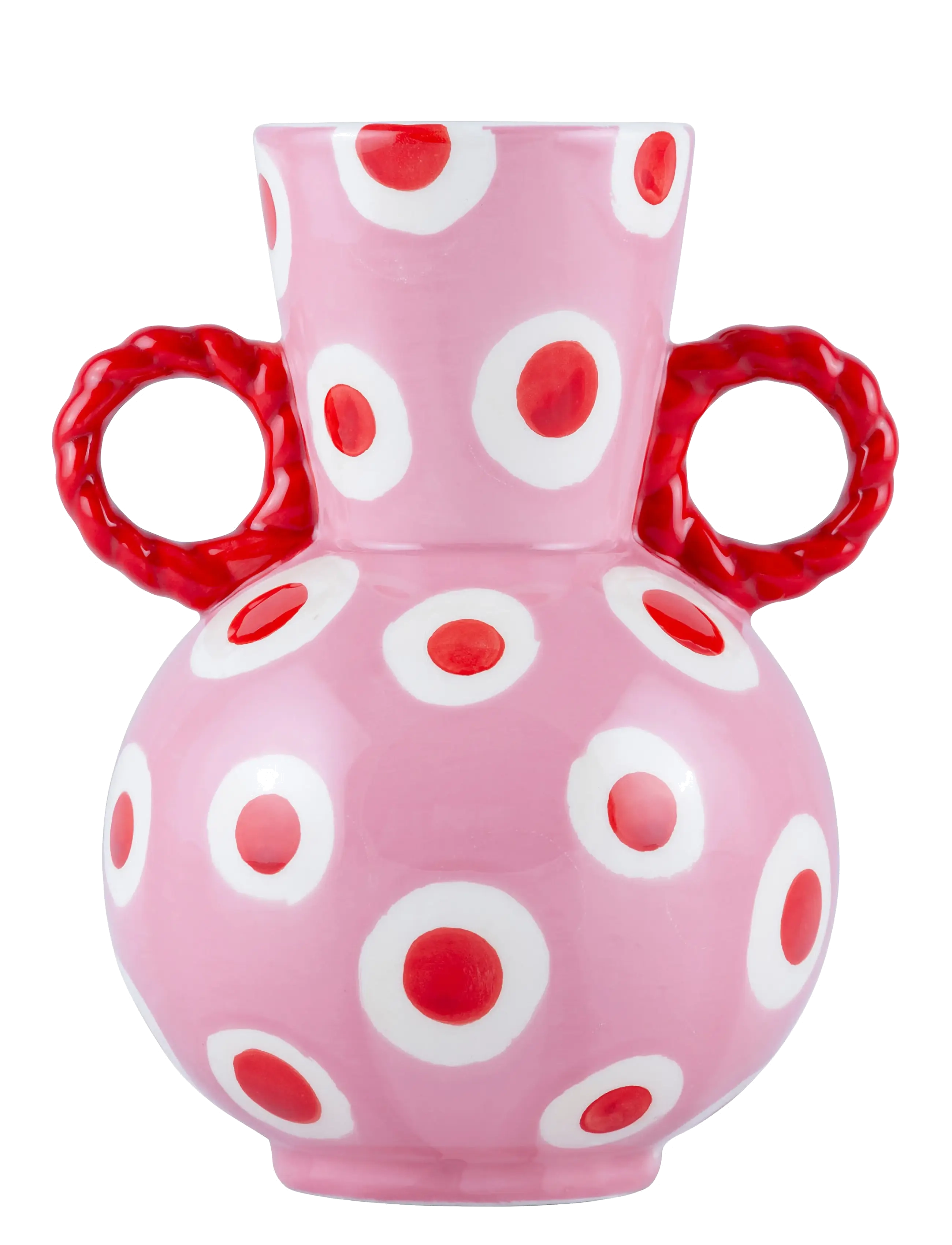 Que Rico Vase Rosalía Dancing Dots, Cylindervase, Pink, Str: 19.5 CM