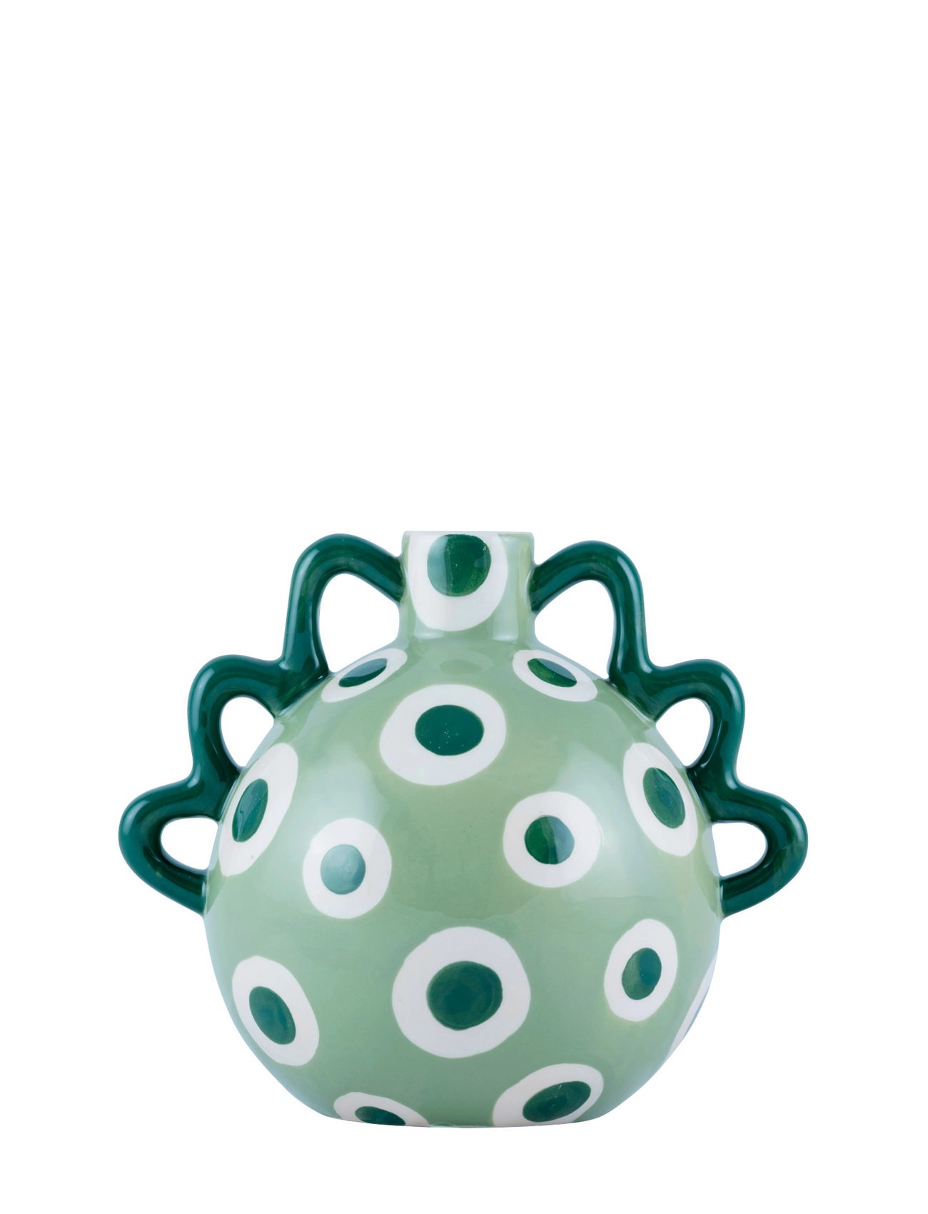 Que Rico Vase Isidora Dancing Dots, Cylindervase, Grøn, Str: 16.5 CM