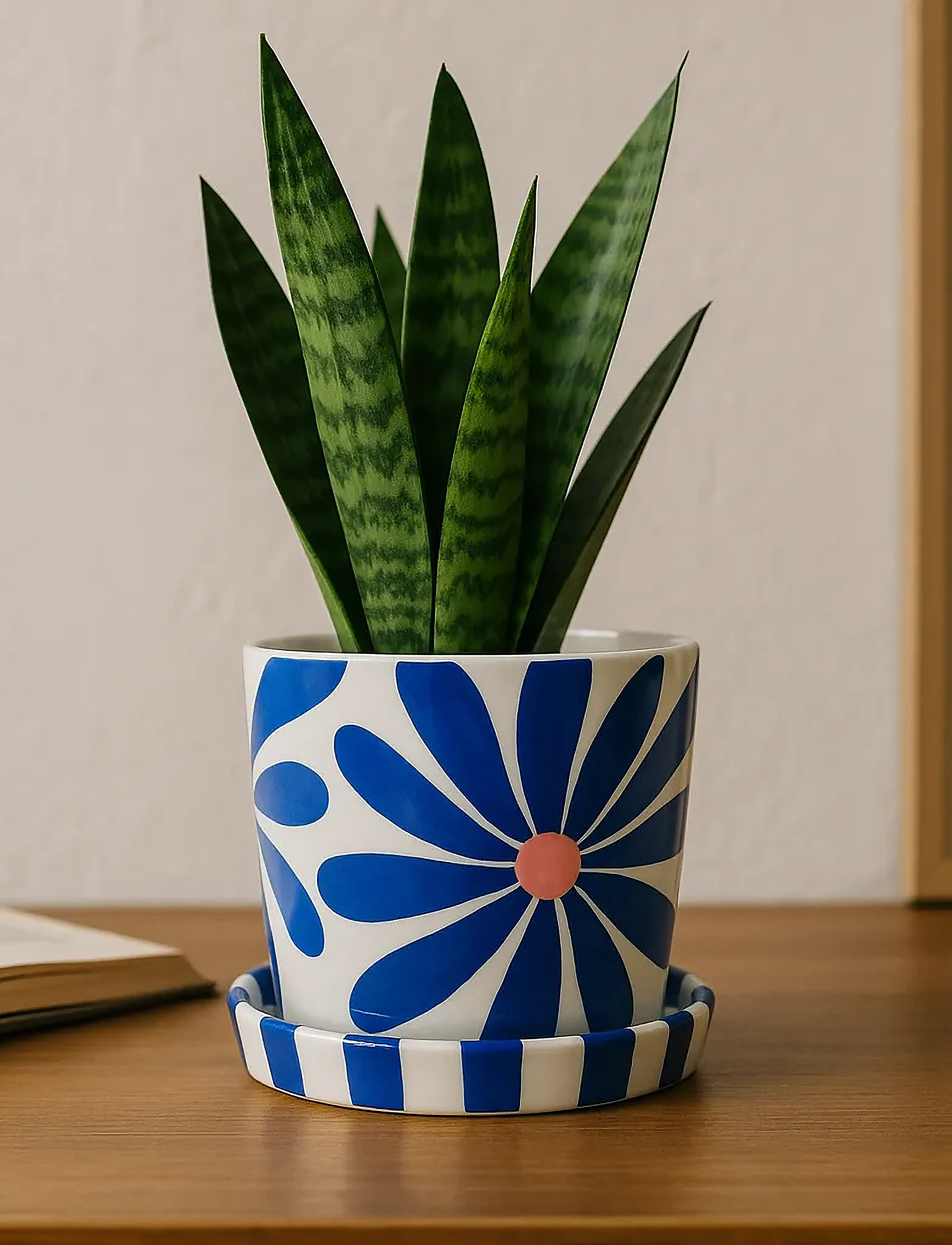 Que Rico Urtepotteskjuler Lior Fiesta Floral, 12.5 cm, Decoration, Blau - Flower Pots, Homeware