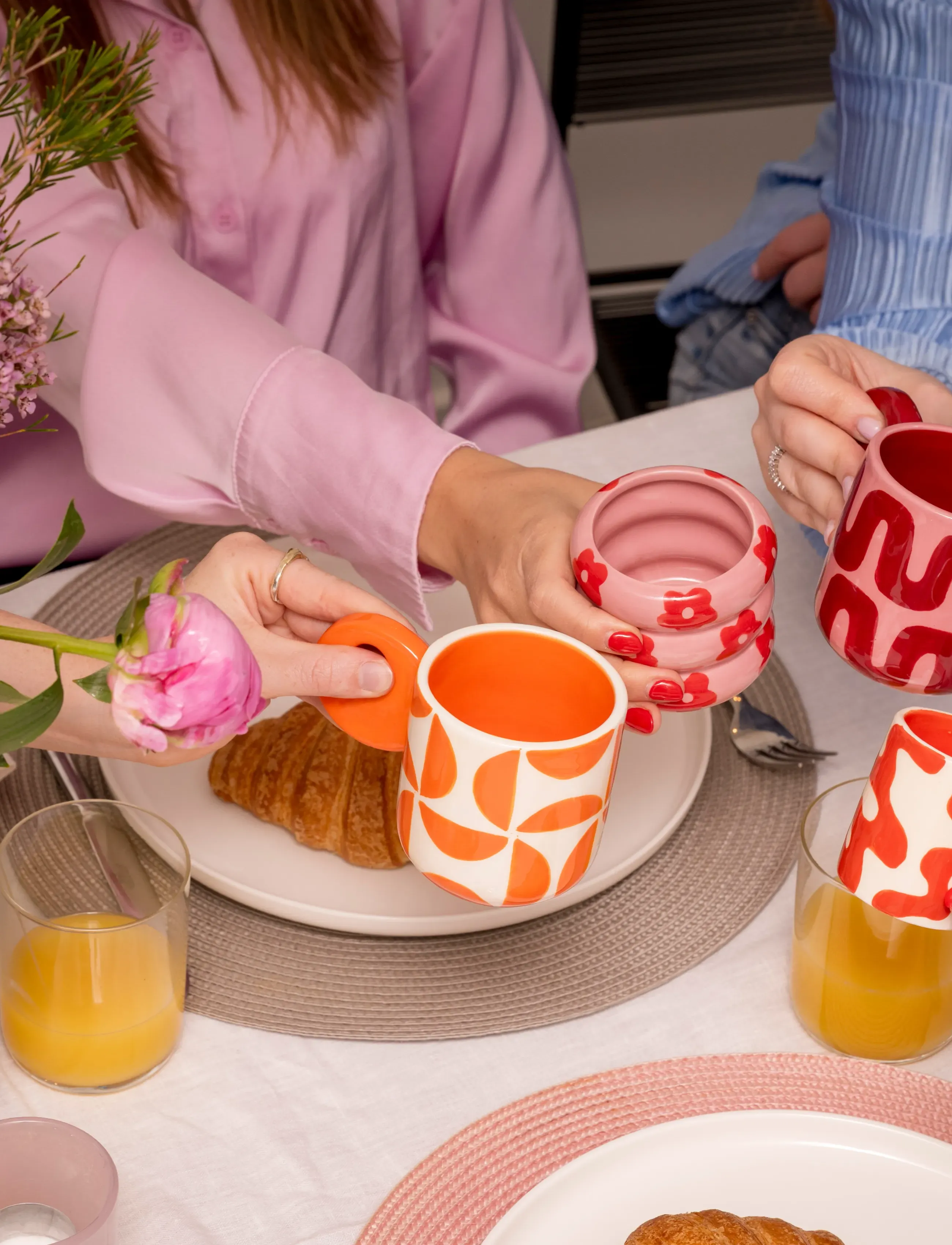 Que Rico Krus Leonor Retro Rythm, H8 cm, Cups & Mugs, Burgunderrot - Coffee Cups, Homeware
