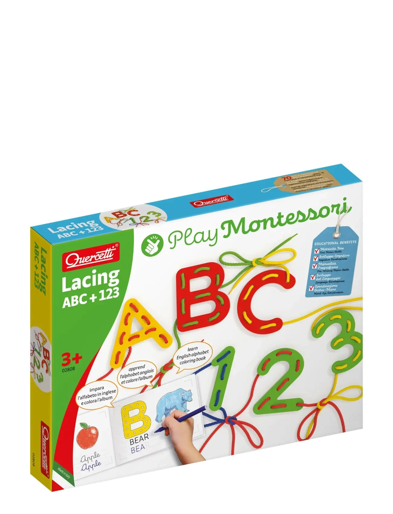 Quercetti LACING ABC + 123 - 4 for 3 - MULTI / multi