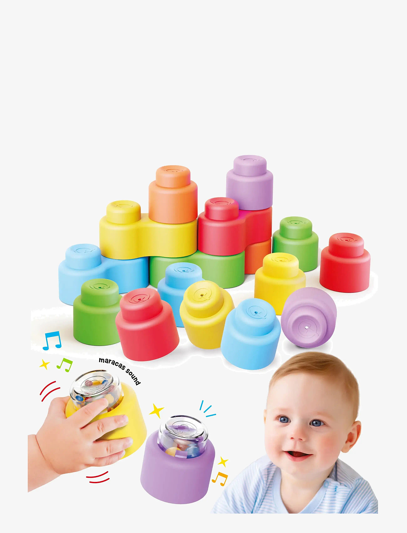 Quercetti - MOMY SOFT HAPPY SOUND - stapelbare blokk - multi - 1