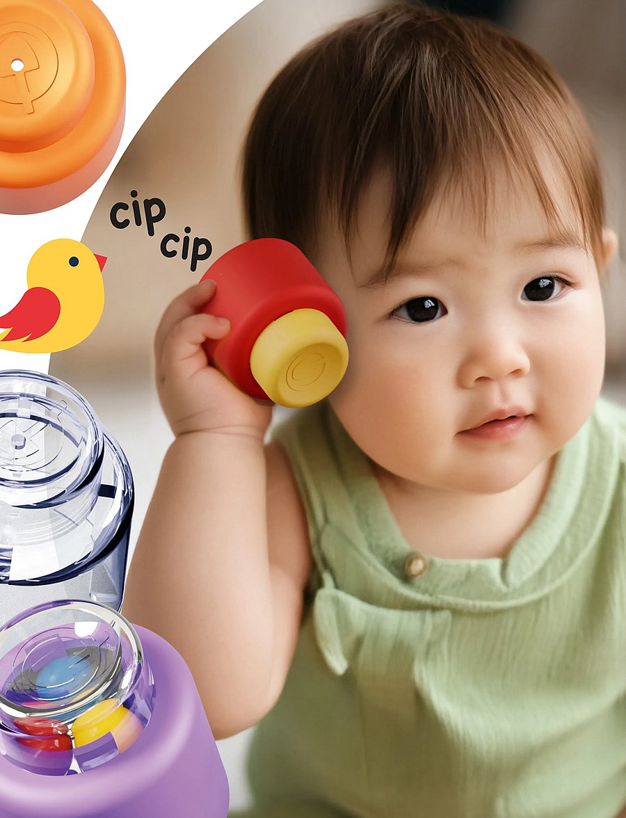 Quercetti - MOMY SOFT SENSORY BLOCKS - stapelbare blokk - multi - 3