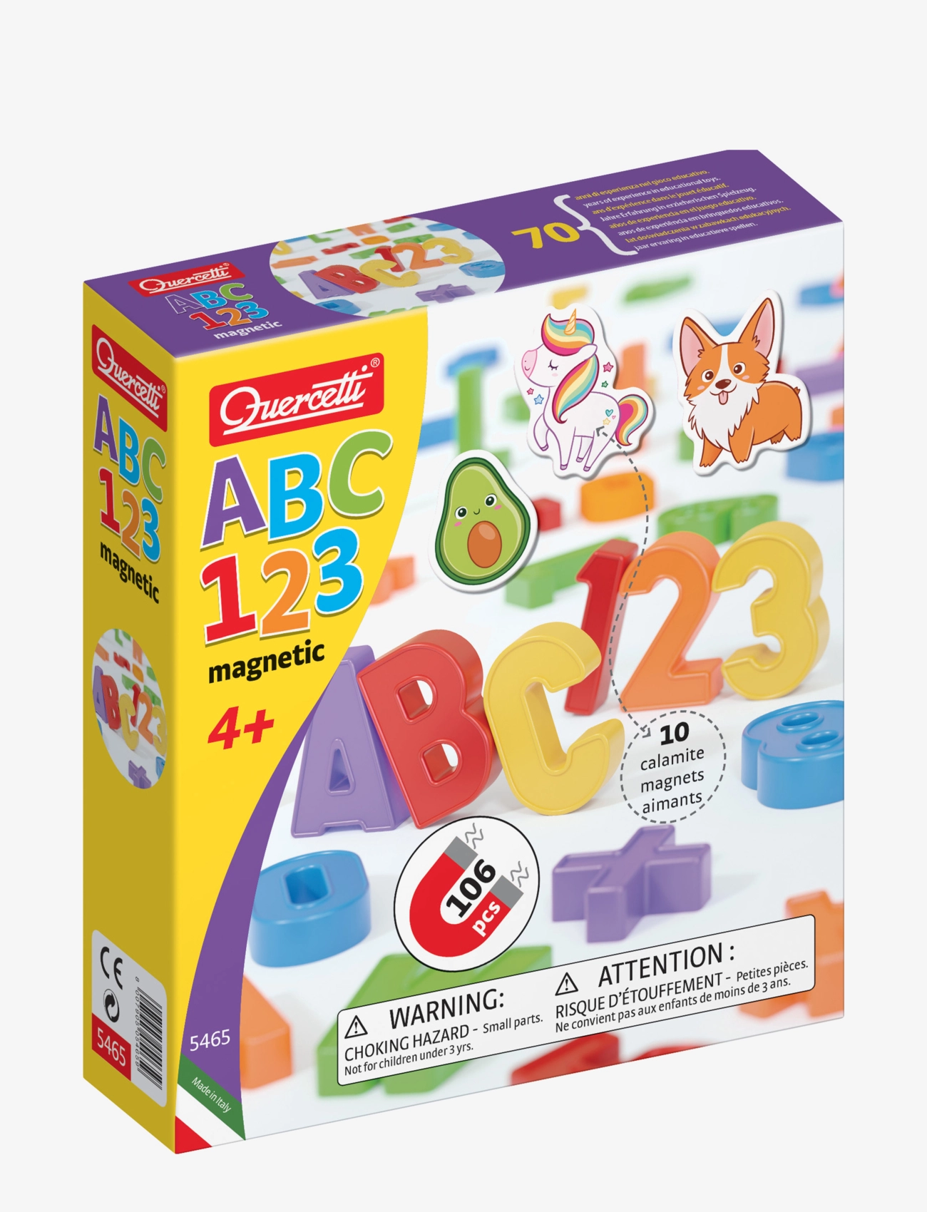 Quercetti Magnet Abc, 123, Børn, Fidget Legetøj, Multi/mønstret, Str: 106 pcs