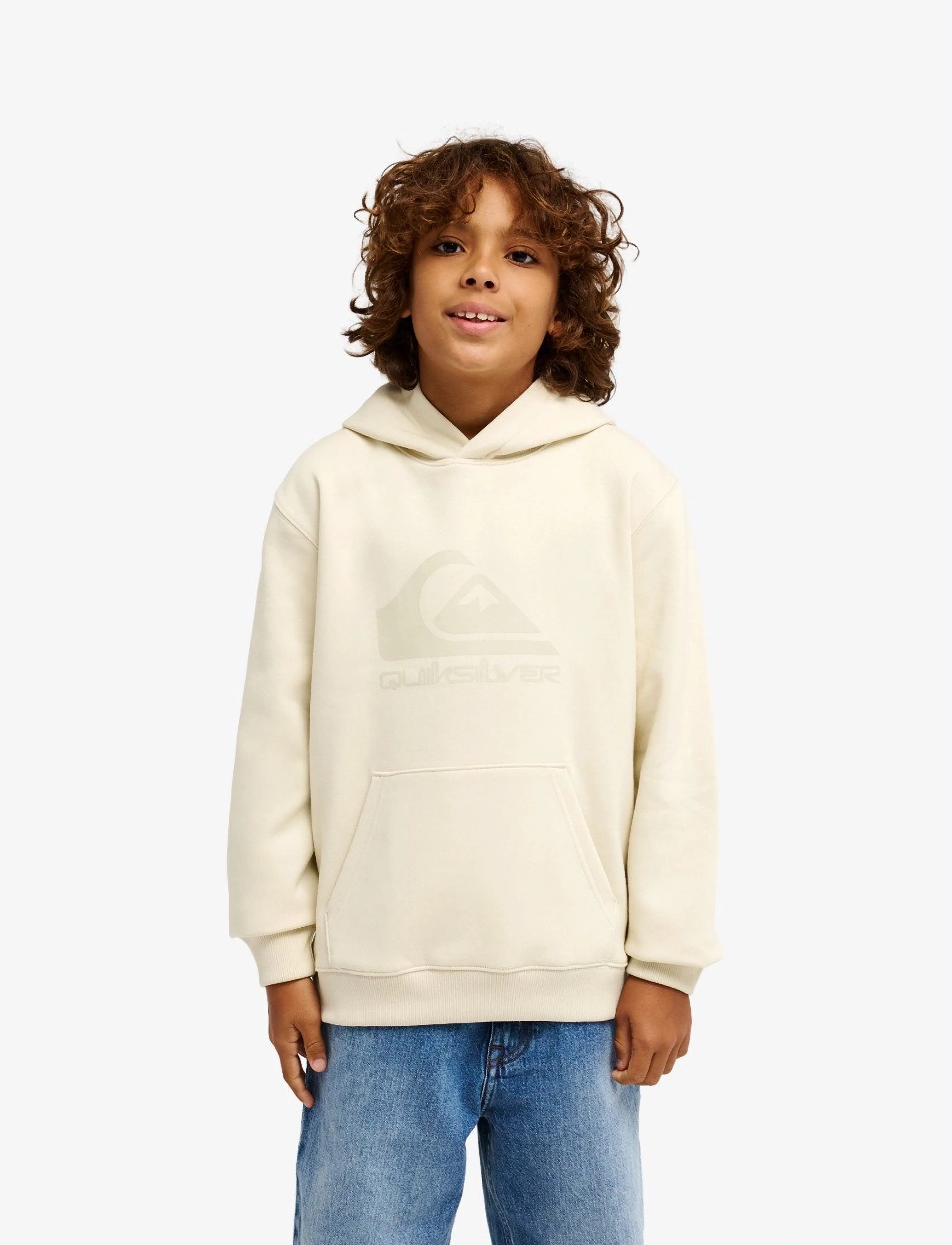 Quiksilver Comp Logo Hoodie Youth, 16, Sweatshirts & Hoodies, Creme - Kinder