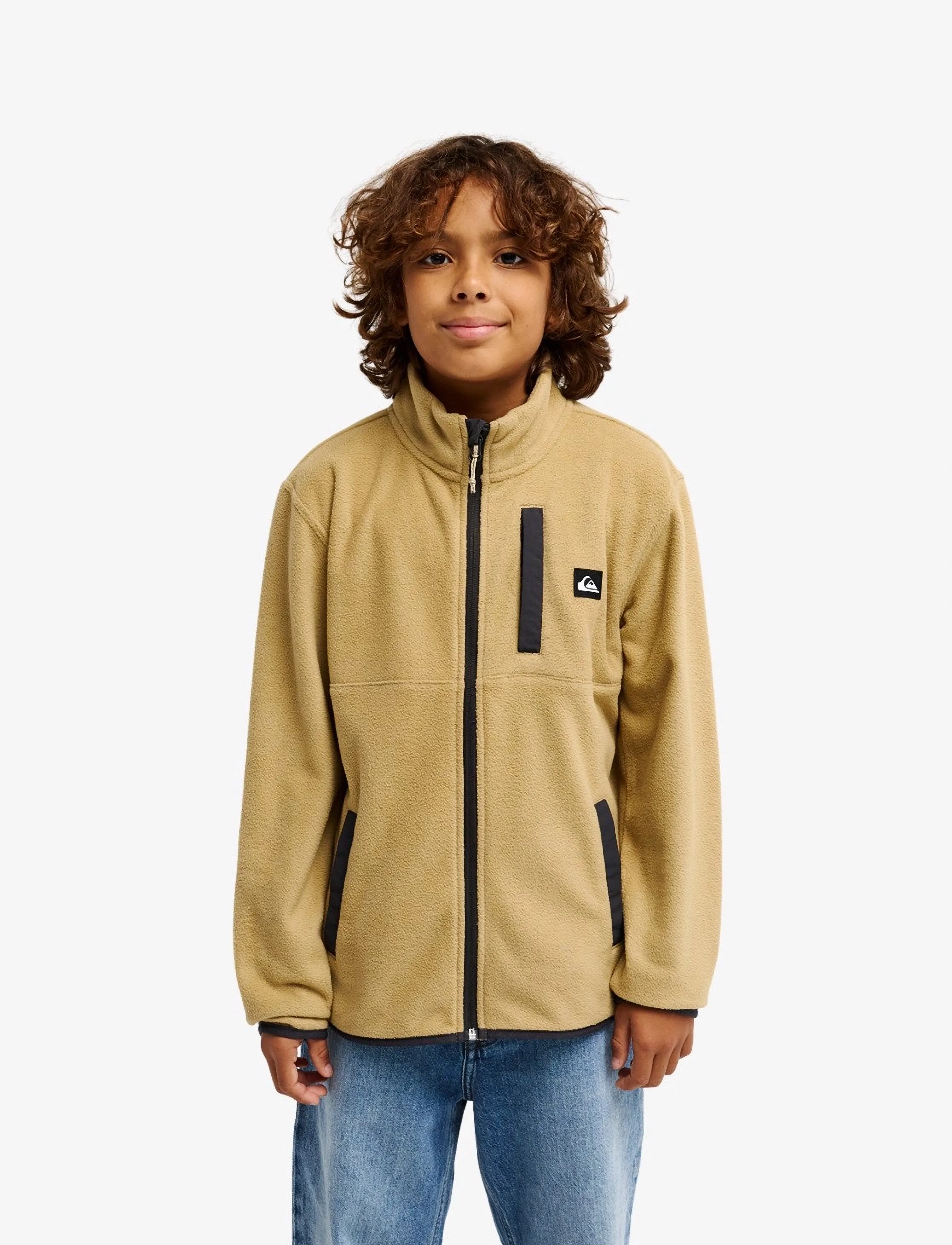 Quiksilver No Destination Fz Youth, 12, Fleece Oberbekleidung, Beige - Jackets, Kinder