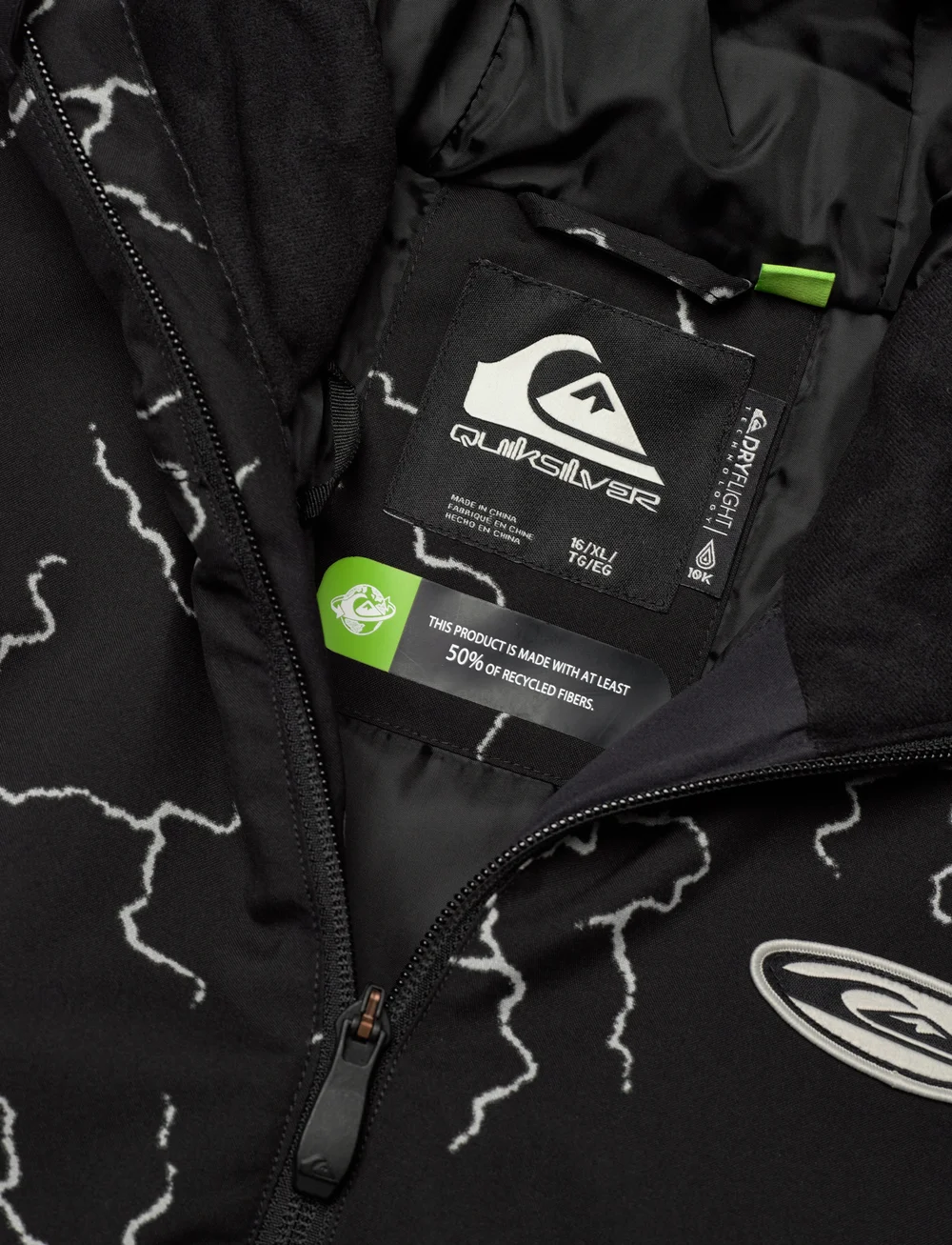 Quiksilver - HIGH IN THE HOOD PRINTED YTH - skijakker - high energy black reflective - 2