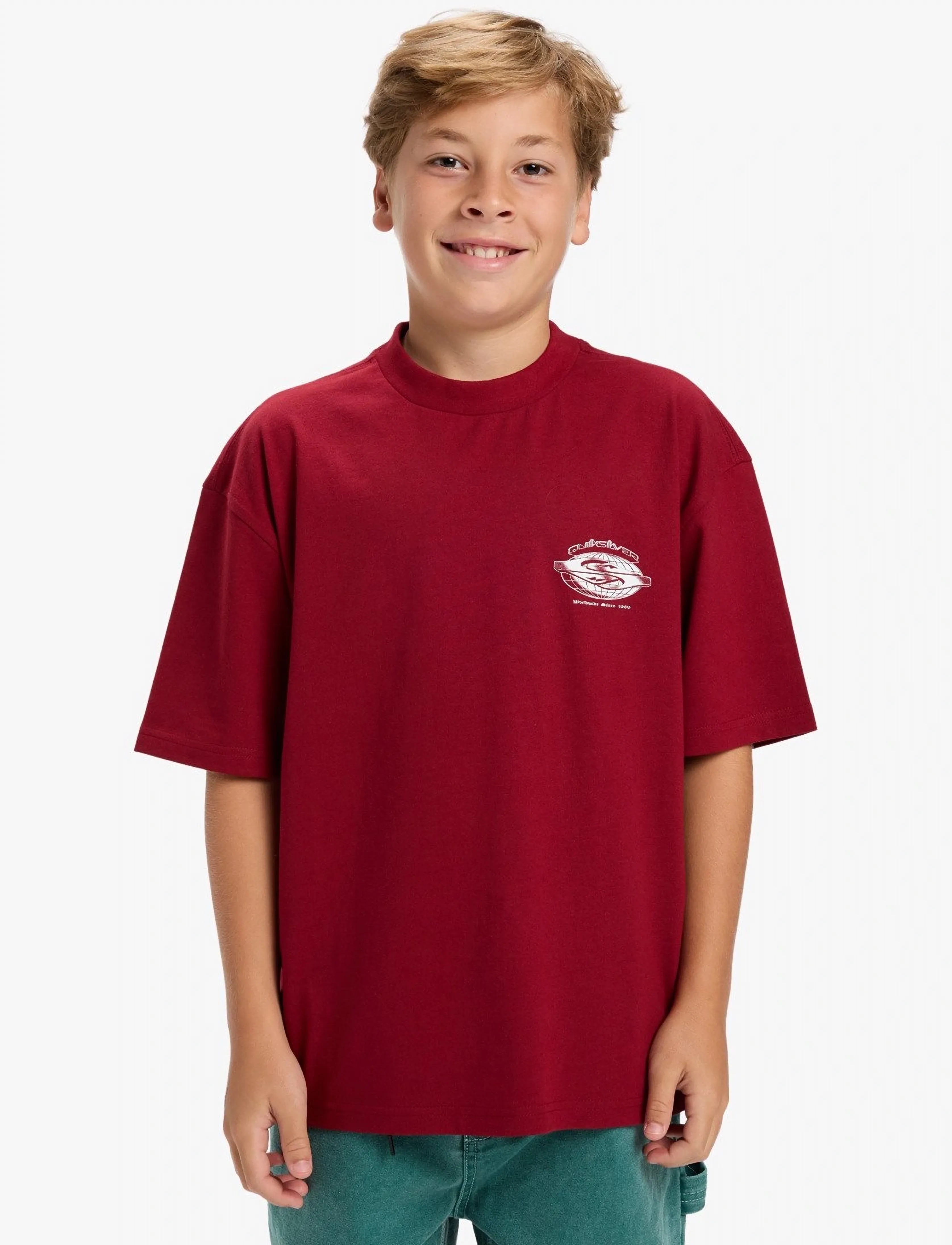 Quiksilver Mercury Worldwide Ss Tee Yth, Børn, Grafisk Kortærmet T-shirt, Bordeaux, Str: 16
