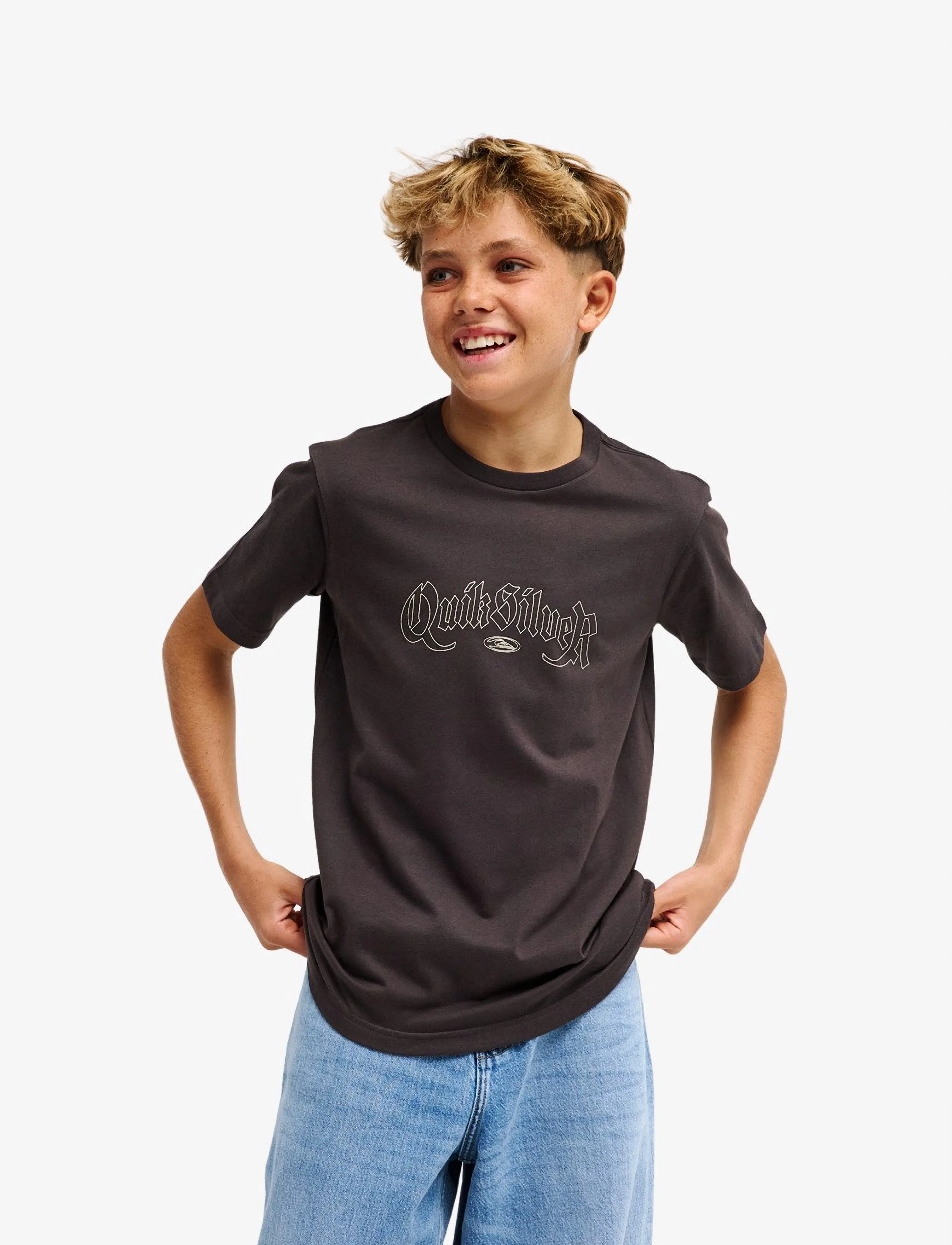 Quiksilver Dang Ss Y, 14, T-shirts, Braun - Short-sleeved, Kinder