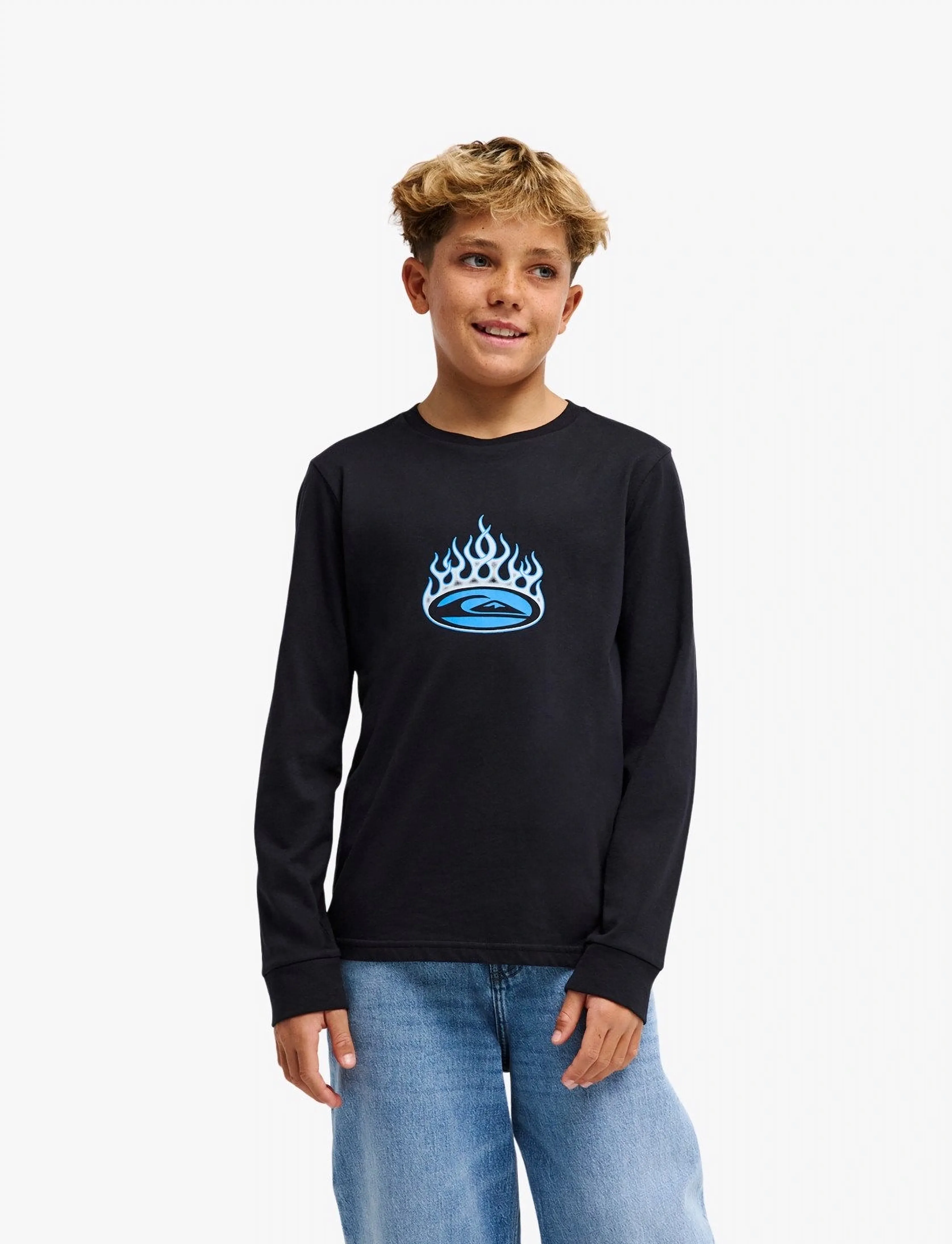 Quiksilver Flaming Ls Y, Børn, Langærmet T-Shirt, Sort, Str: 10