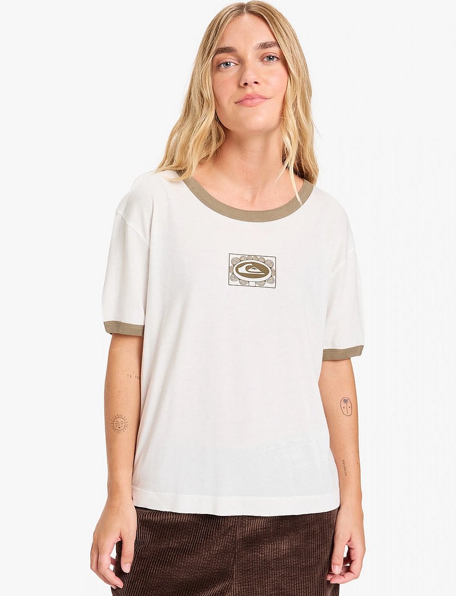 Quiksilver - RINGER TEE SCREEN - t-shirts - snow white - 0