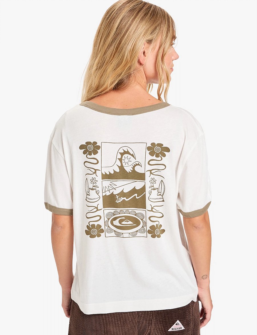 Quiksilver - RINGER TEE SCREEN - t-shirts - snow white - 3