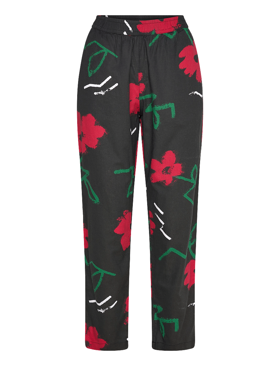 Quiksilver - LOMAS WOVEN PANT HEMP - casual byxor - black street floral 64 - 1