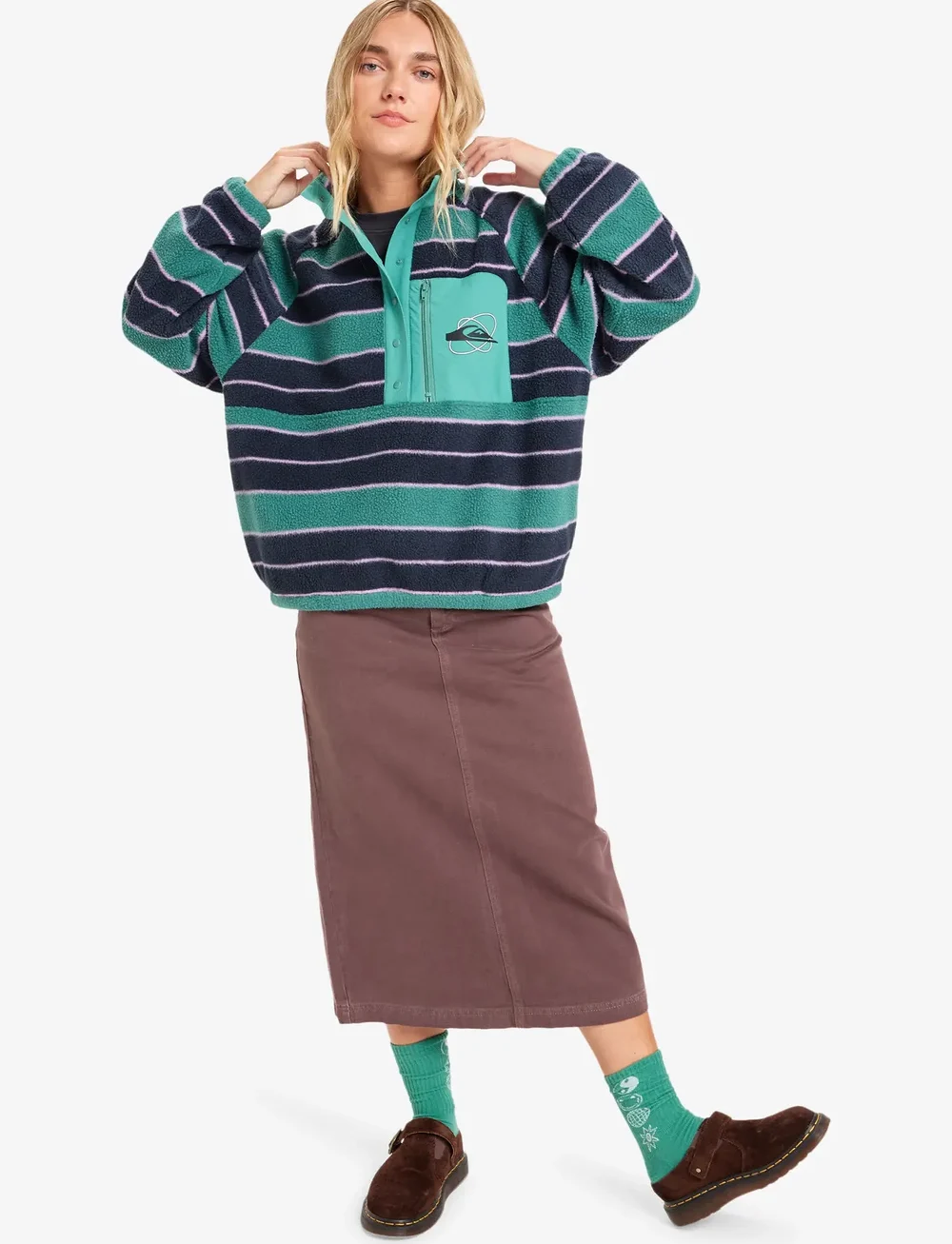 Quiksilver - RENEK HZ - fleece og mellemlag - deep sea strp renek - 4