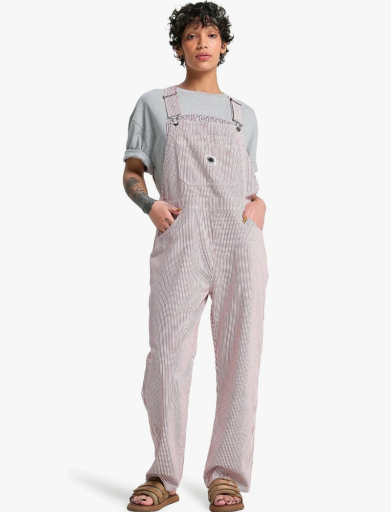 Quiksilver - ANGUA STRIPES DUNGAREE - jumpsuits - burnt russet stripe - 0