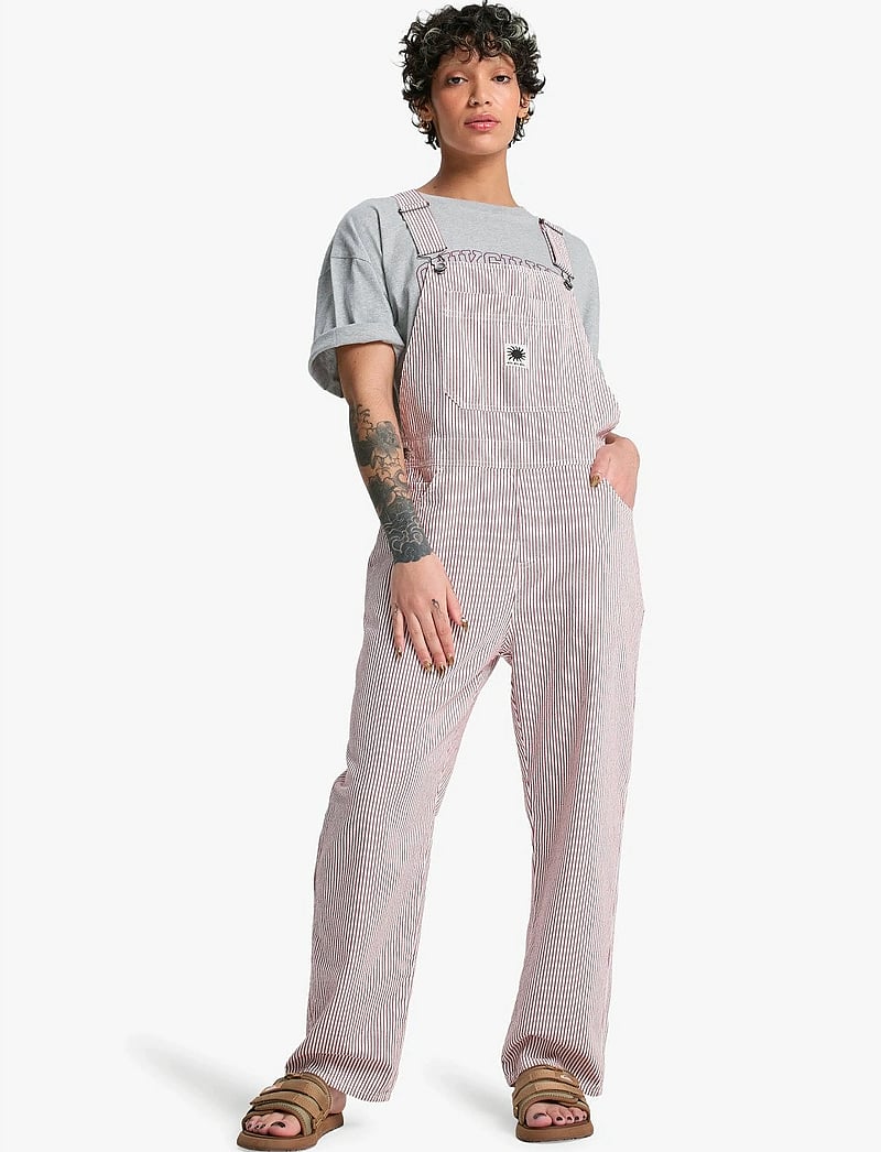 Quiksilver - ANGUA STRIPES DUNGAREE - jumpsuits - burnt russet stripe - 4
