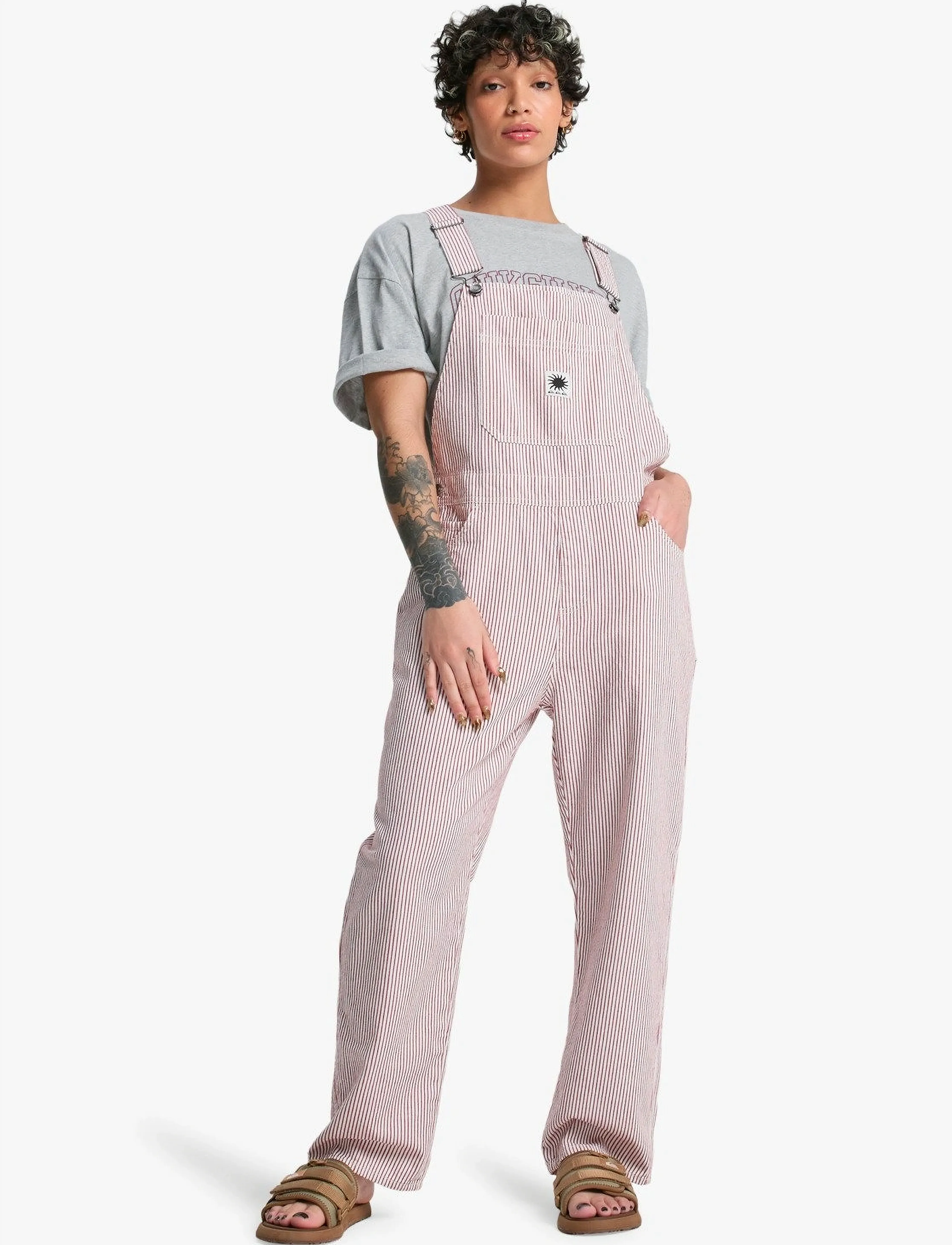 Quiksilver - ANGUA STRIPES DUNGAREE - haalarit - burnt russet stripe - 4