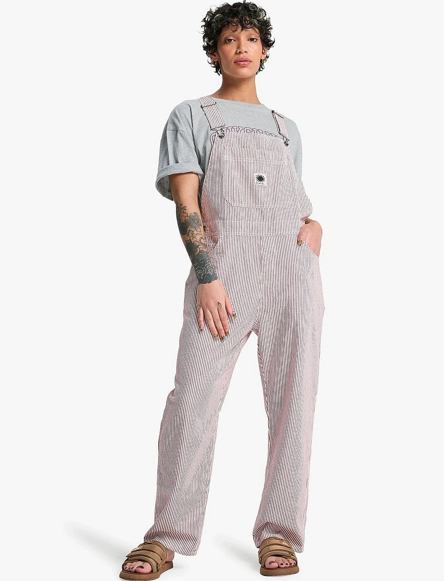 Quiksilver - ANGUA STRIPES DUNGAREE - jumpsuits - burnt russet stripe - 4