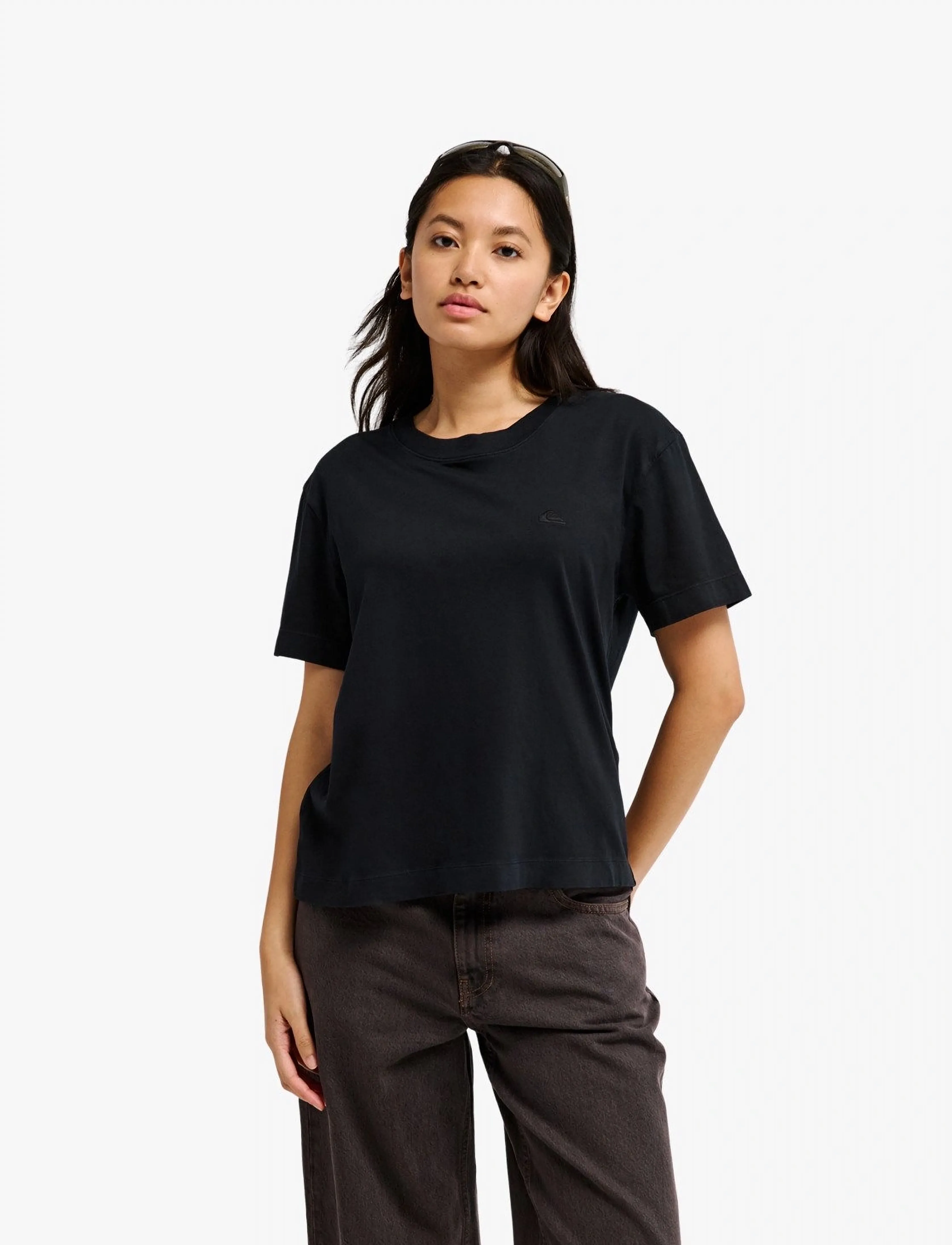 Quiksilver Essential Ss Tee, S, Black, Sports Overdele & T-shirts > Sport T-shirts, Dame