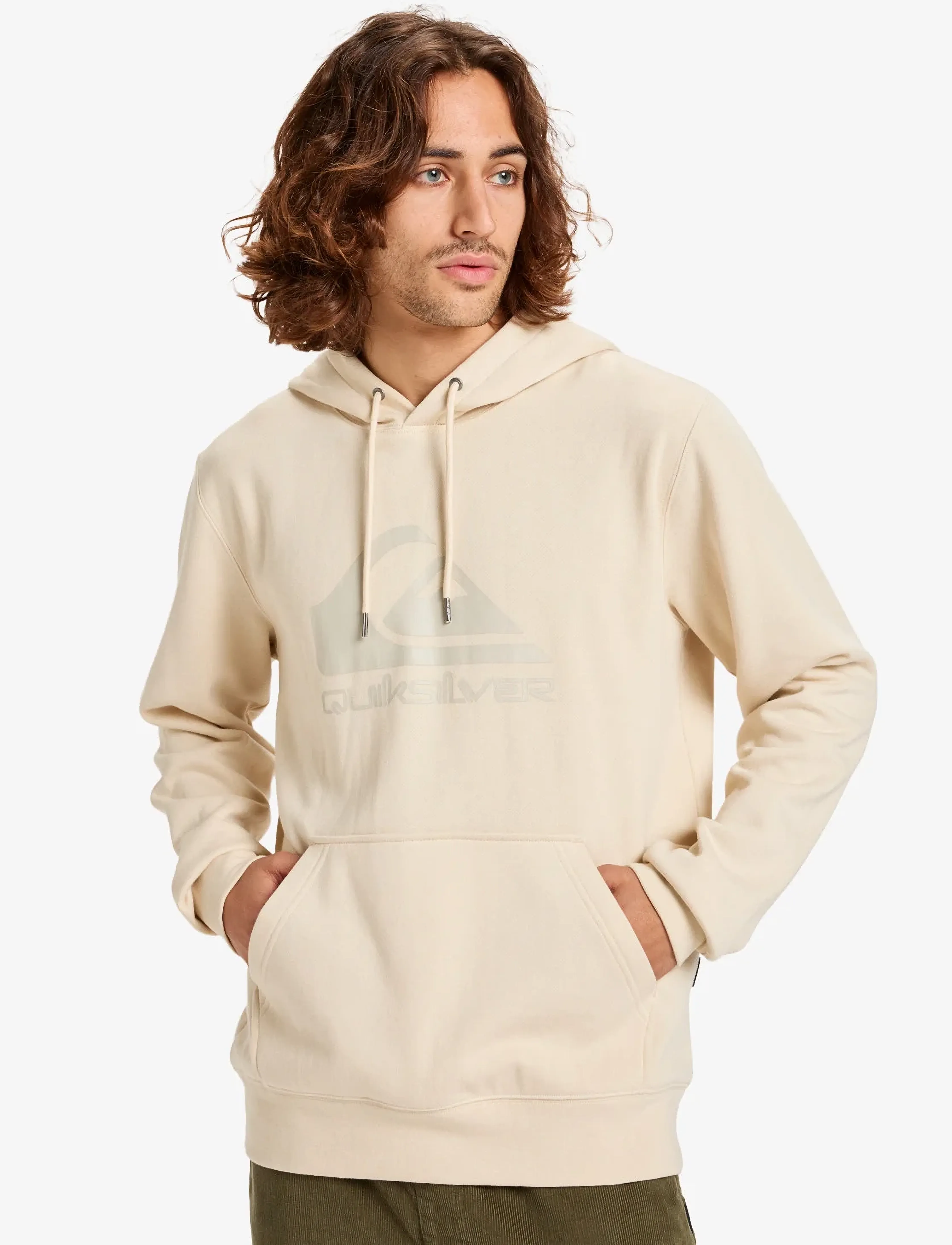 Quiksilver Comp Logo Hoodie, XL, Cream, Sport Sweatshirts & Hoodies > Sport Hoodies, Herre