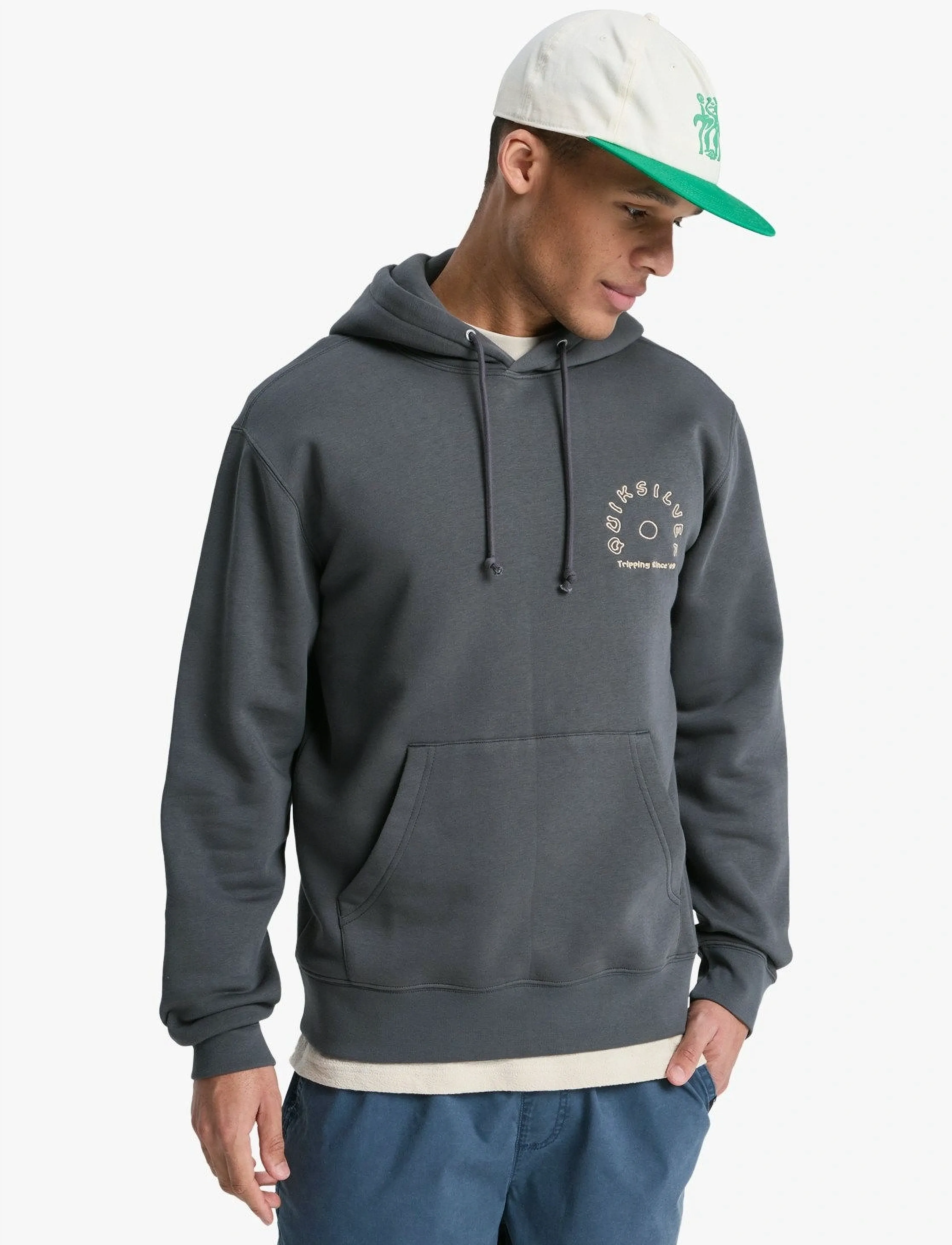 Quiksilver Salt Water Graphic Hoodie, XXL, Grey, Sport Sweatshirts & Hoodies > Sport Hoodies, Herre