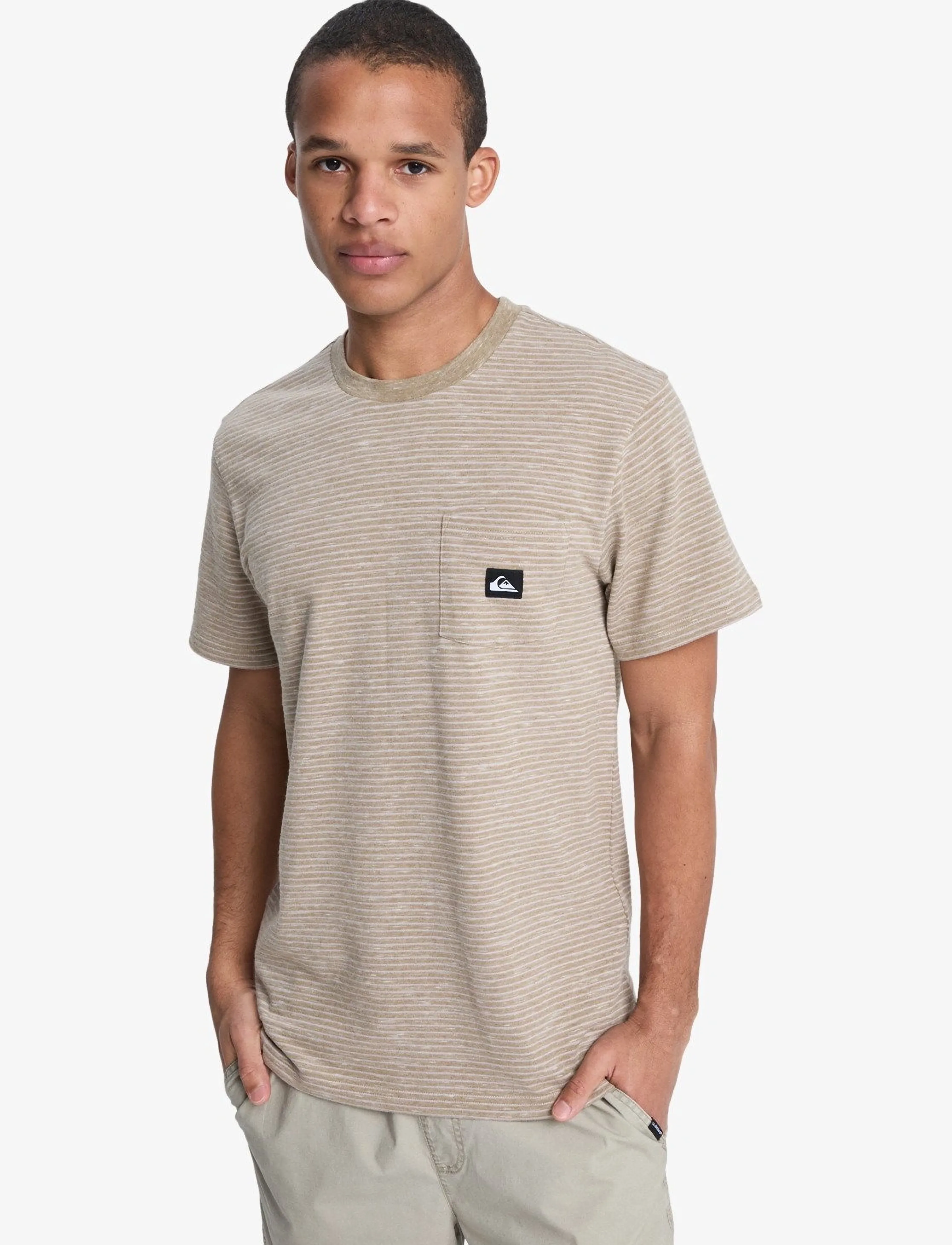 Quiksilver LOPAZ STRIPED SS POCKET - Quiksilver - SENECA ROCK LOPAZ STRIPES / beige