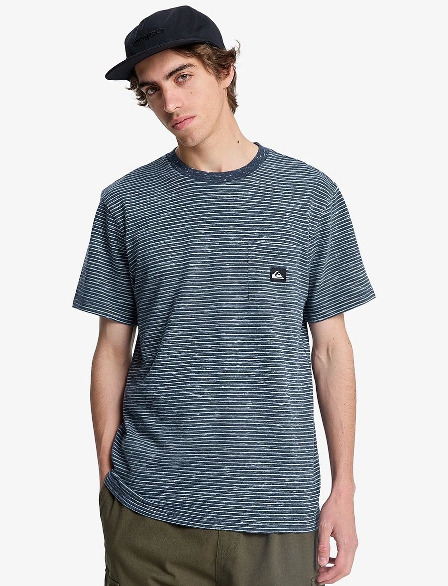 Quiksilver - LOPAZ STRIPED SS POCKET - alussärgid ja t-särgid - dark navy lopaz stripes - 0