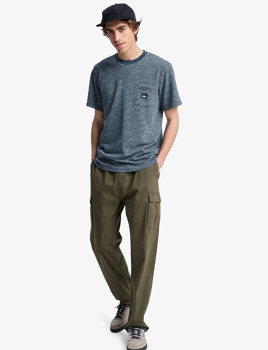 Quiksilver - LOPAZ STRIPED SS POCKET - alussärgid ja t-särgid - dark navy lopaz stripes - 4