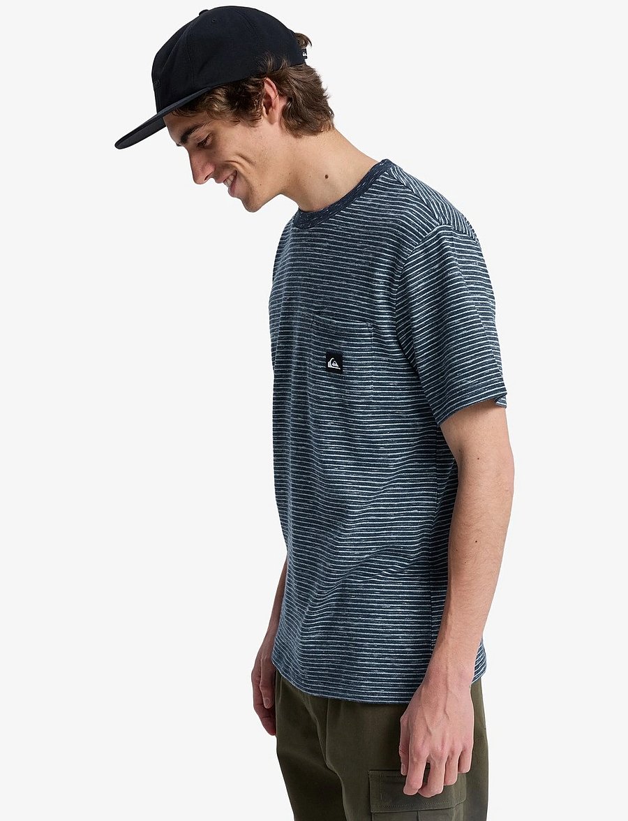 Quiksilver - LOPAZ STRIPED SS POCKET - alussärgid ja t-särgid - dark navy lopaz stripes - 5