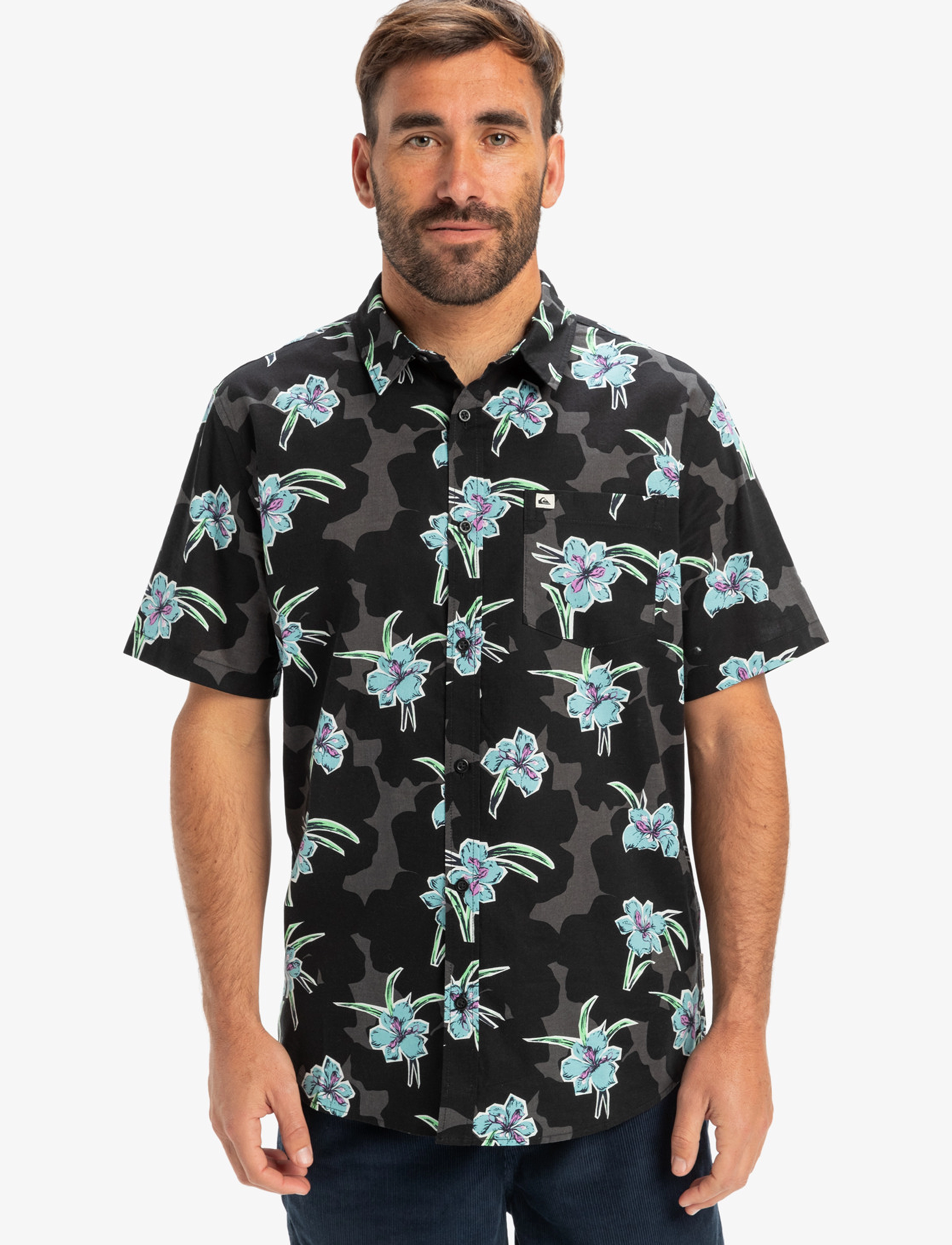Quiksilver APERO CLASSIC SS - Shirts - BLACK BACKYARDS / black