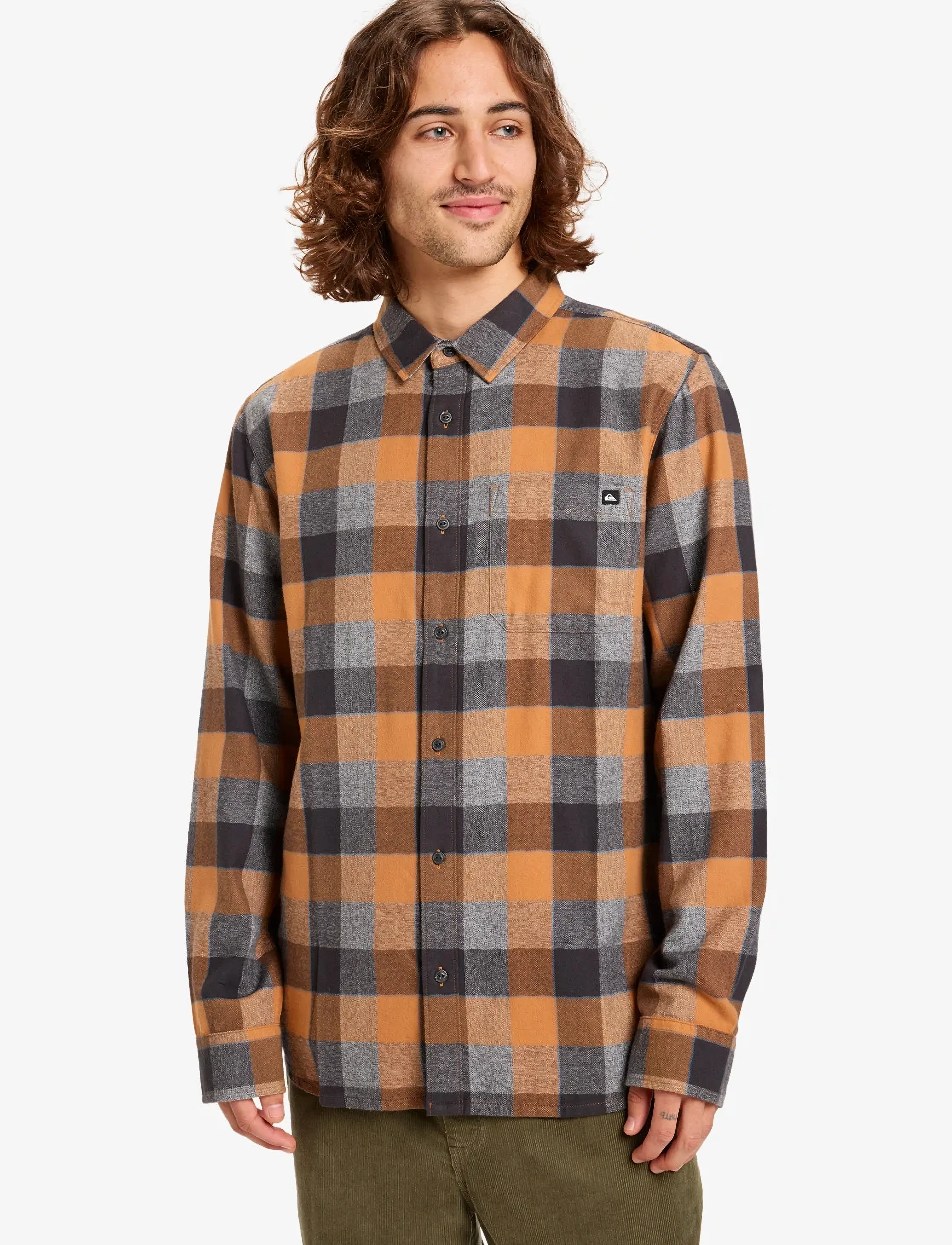 Quiksilver MOTHERFLY PLAID LS SHIRT - Skjorter - ALMOND MOTHERFLY CHECK / brown