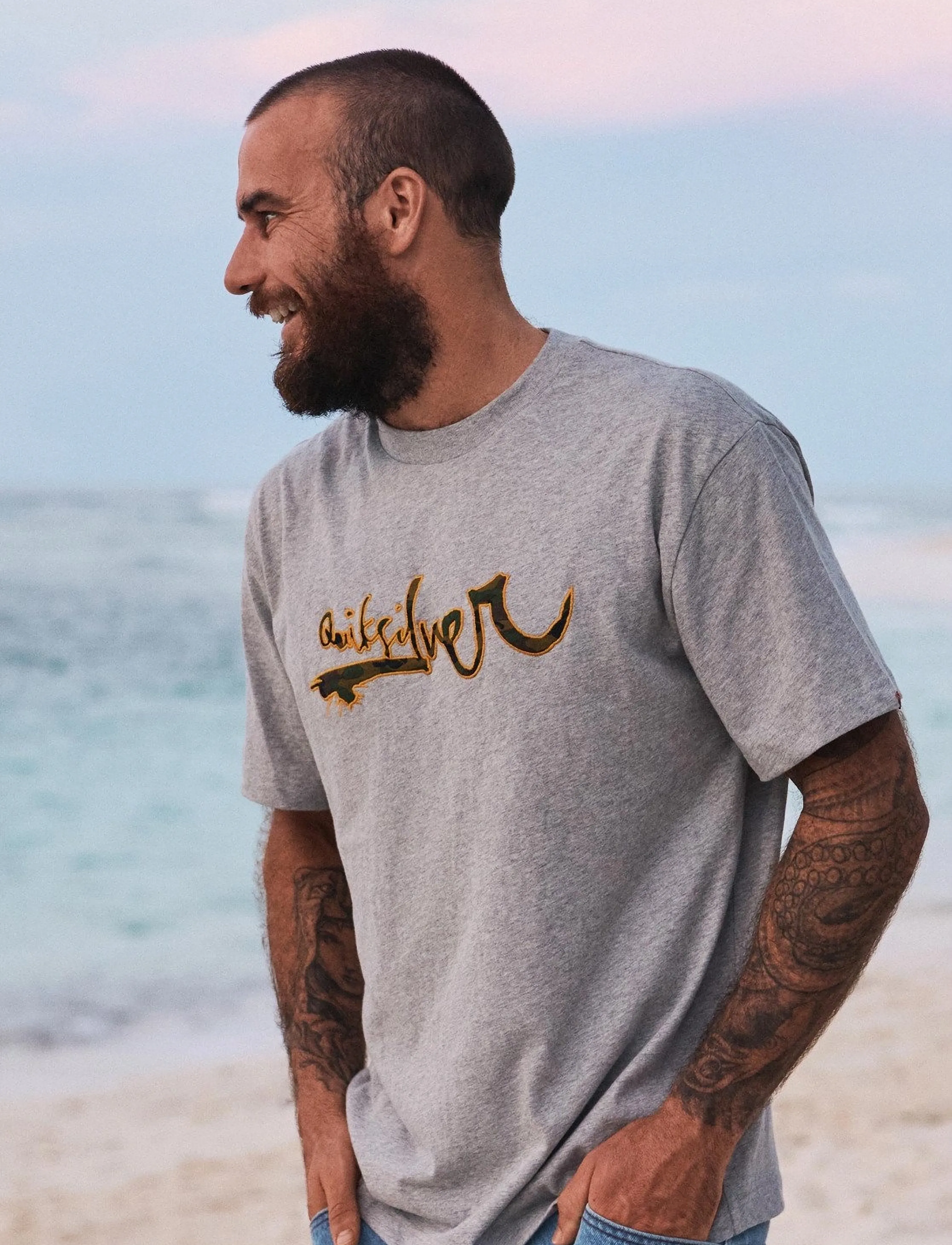 Quiksilver YG VORTEX SS - Riided - LIGHT GREY HEATHER / grey