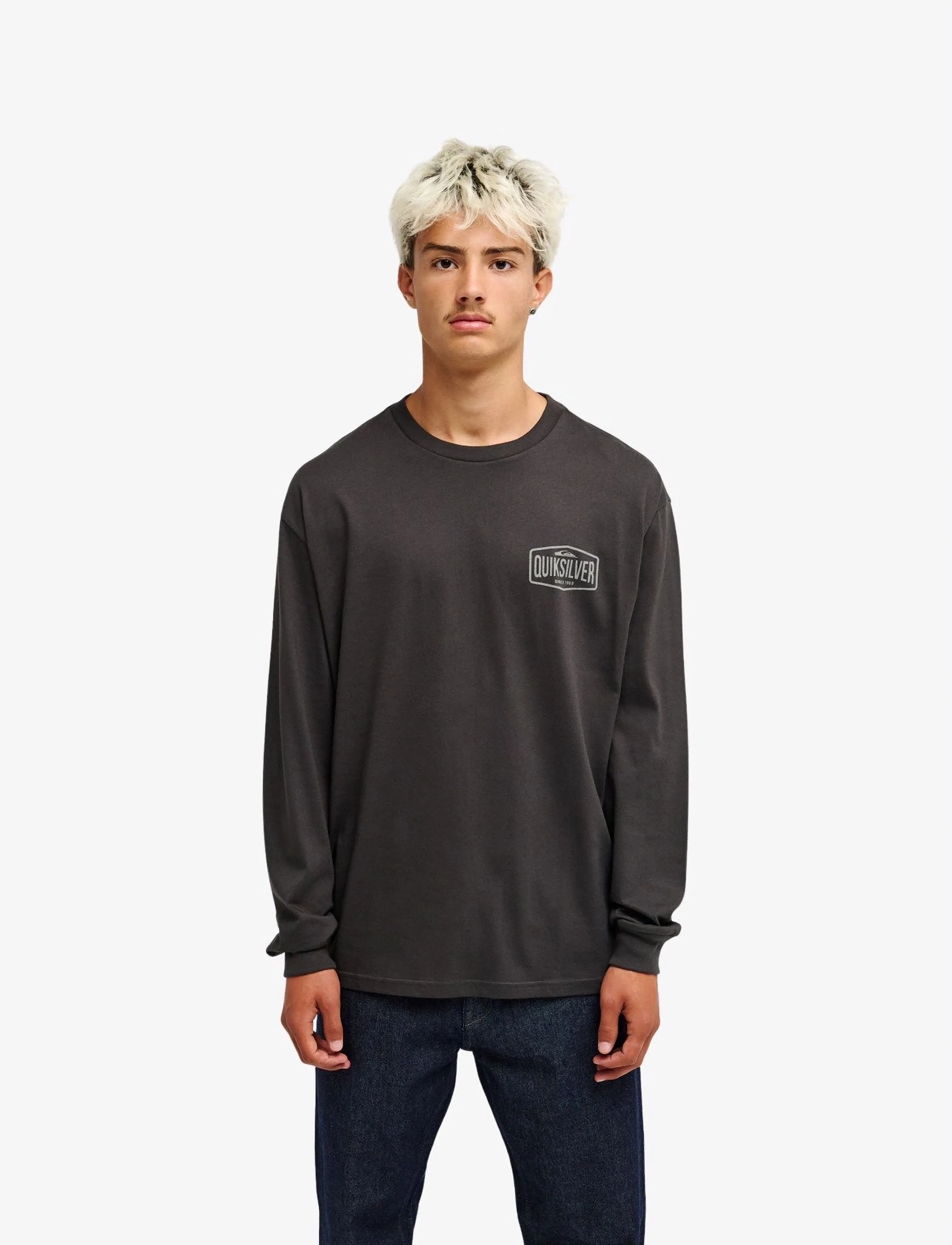 Quiksilver SURF GARAGE LS - T-shirts - TARMAC / khaki/green