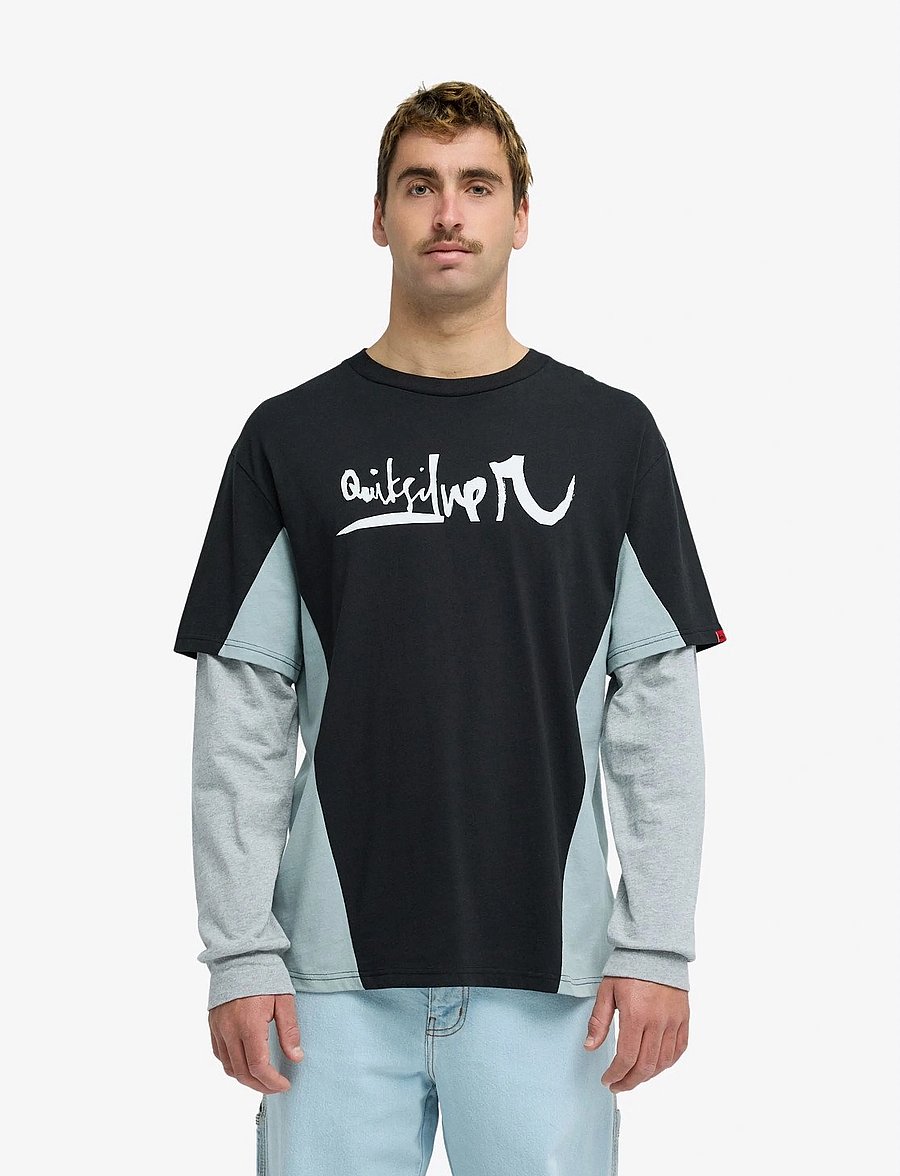 Quiksilver - YG SYNC DOUBLE LAYER TEE - langarmshirts - black - 0