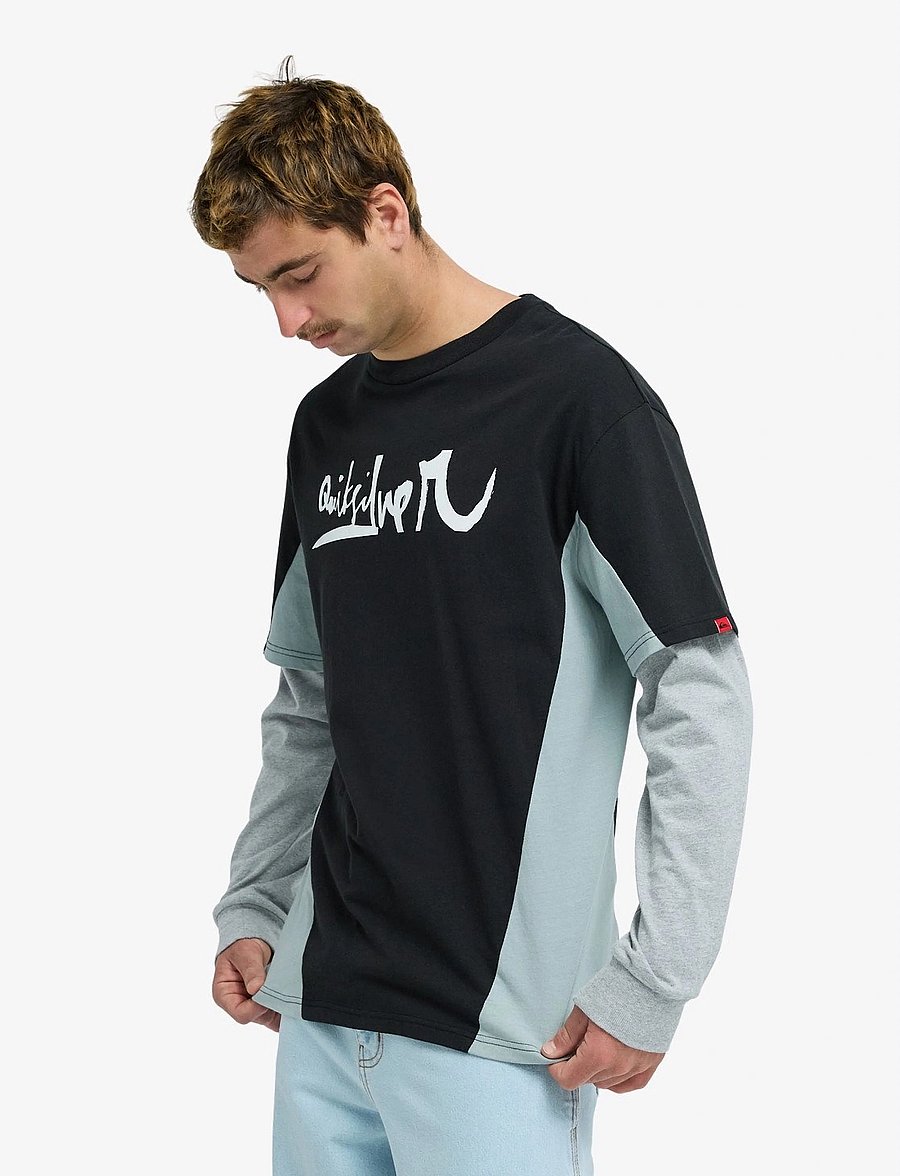Quiksilver - YG SYNC DOUBLE LAYER TEE - langarmshirts - black - 5